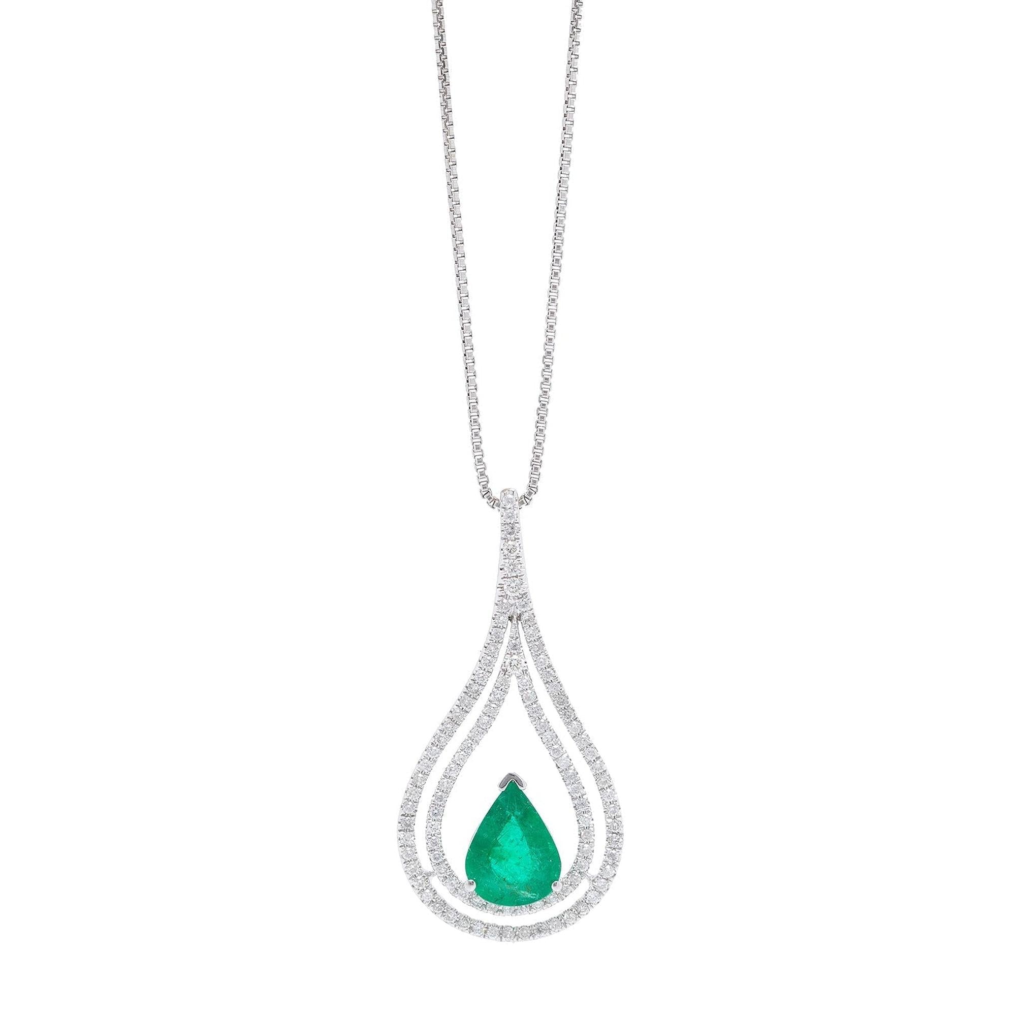 Emerald and Diamond Pendant Necklace
