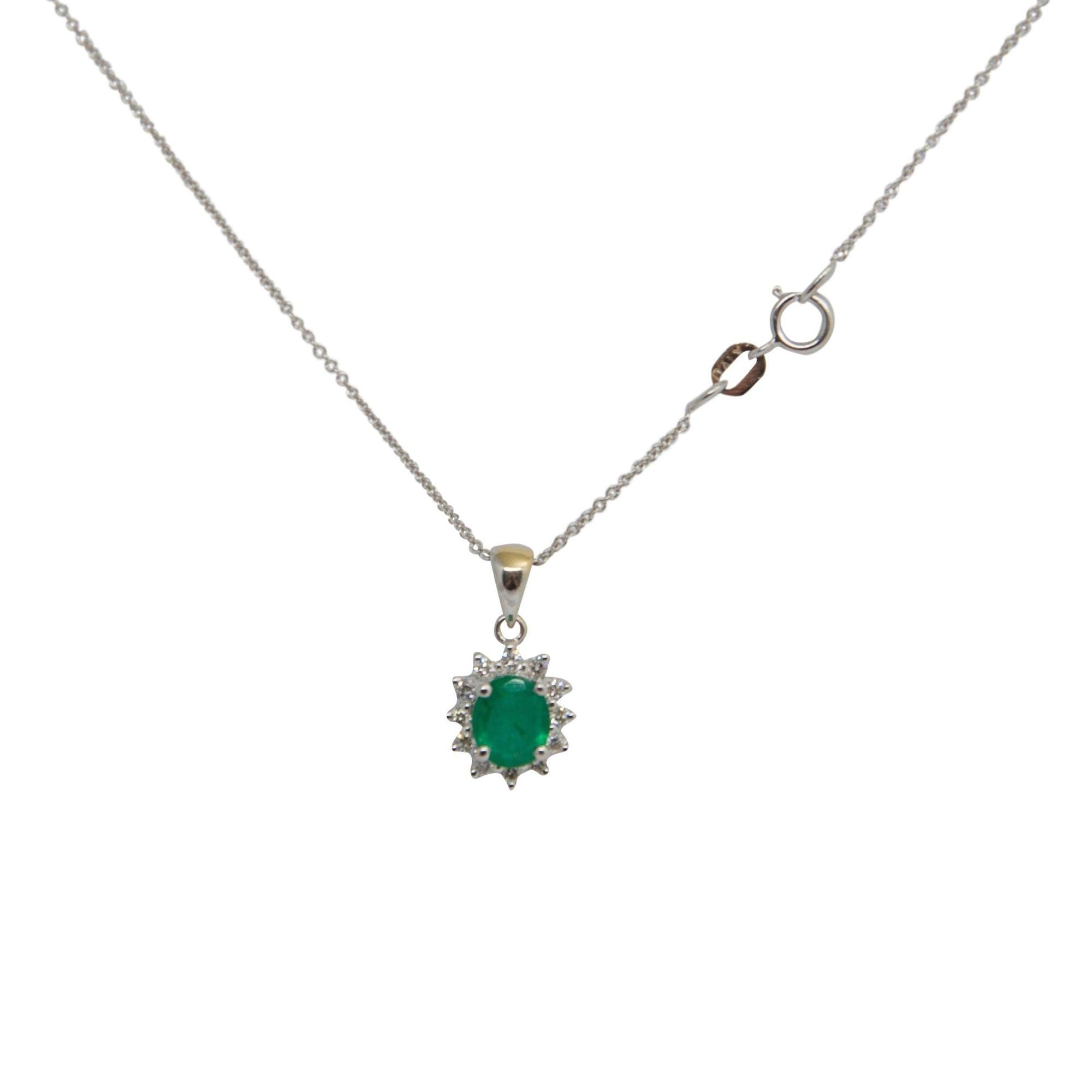 Emerald and Diamond Pendant Necklace