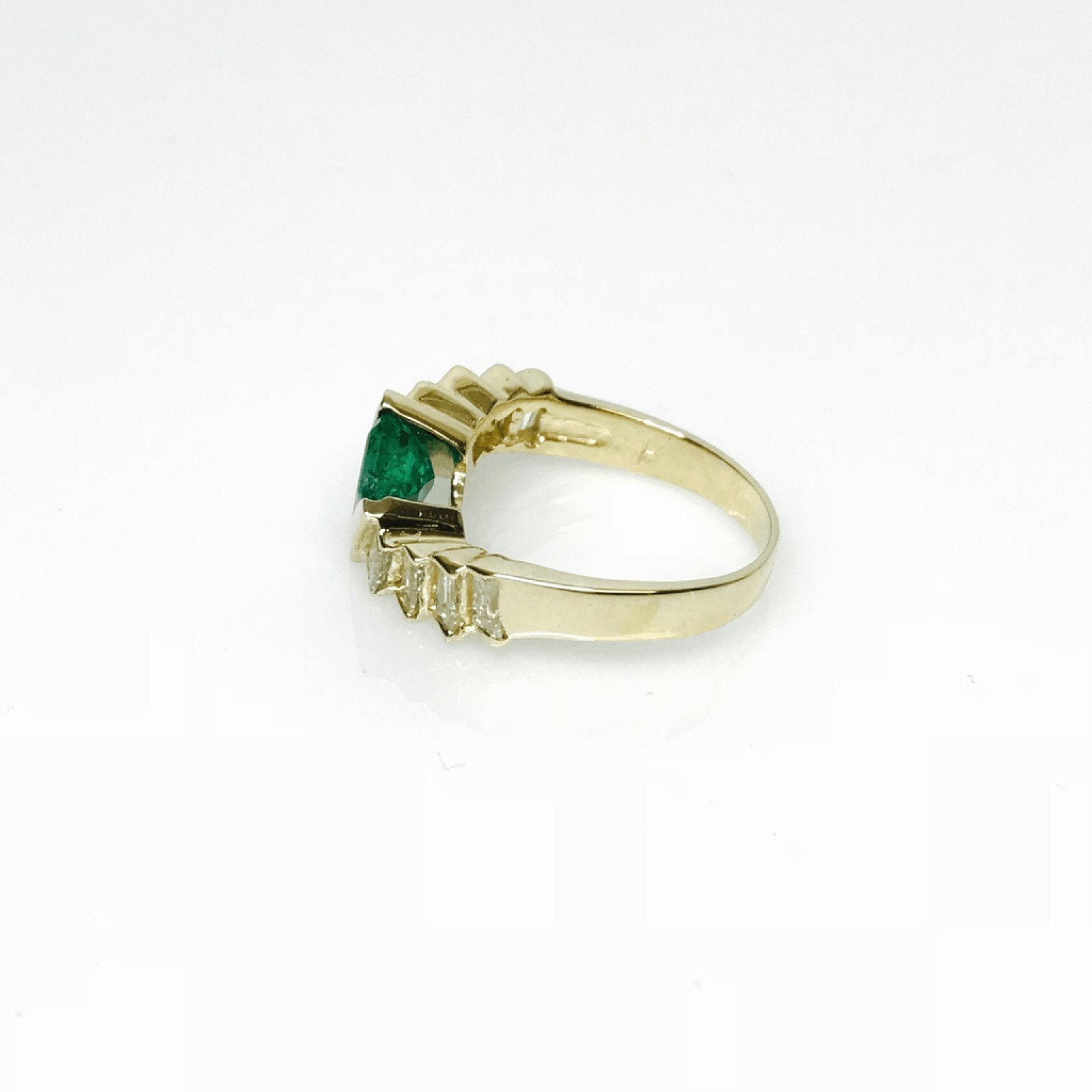 Emerald and Diamond Ring in 14kt Yellow Gold; Emerald