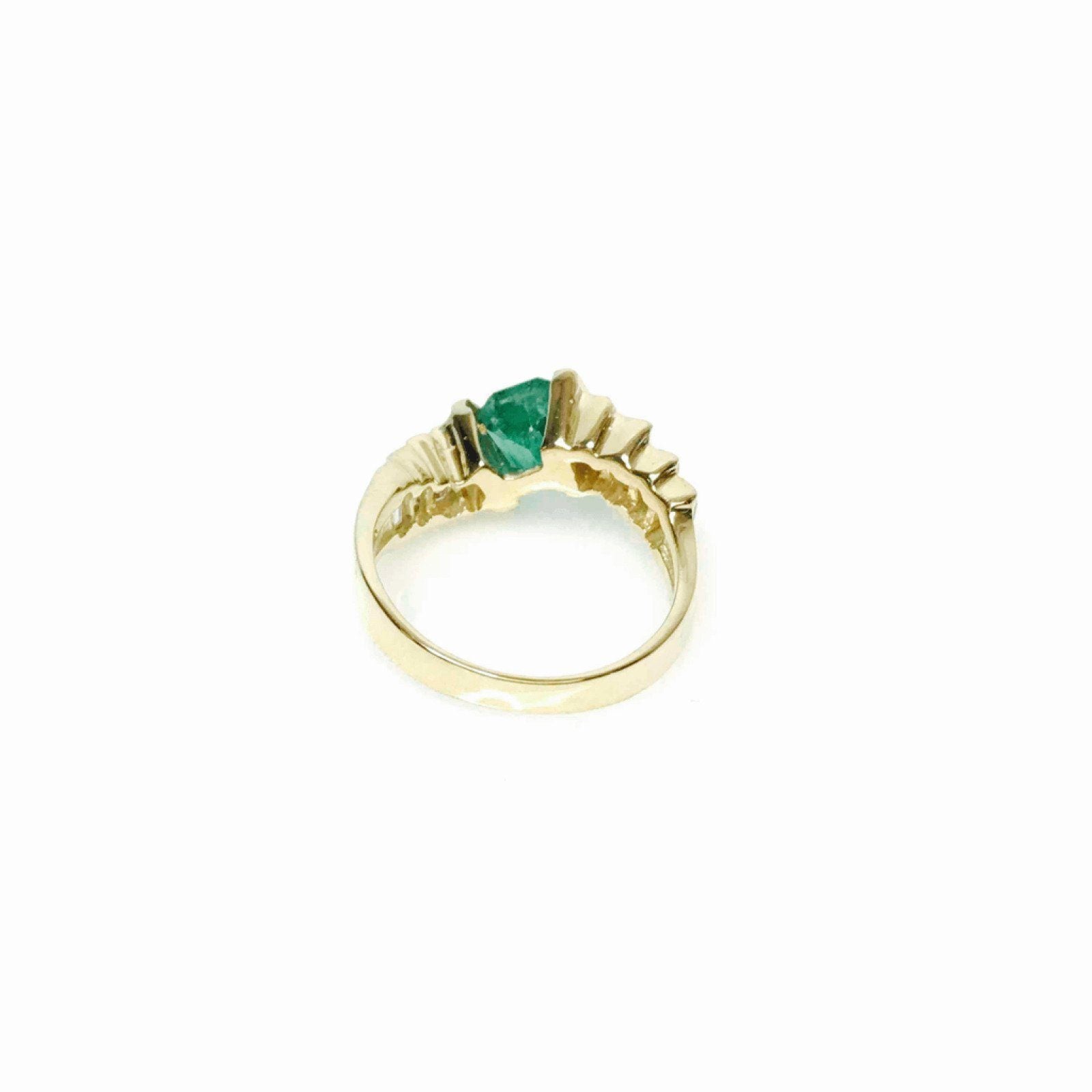 Emerald and Diamond Ring in 14kt Yellow Gold; Emerald