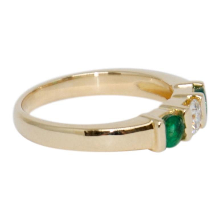 Emerald and Diamond Three Stone Ring