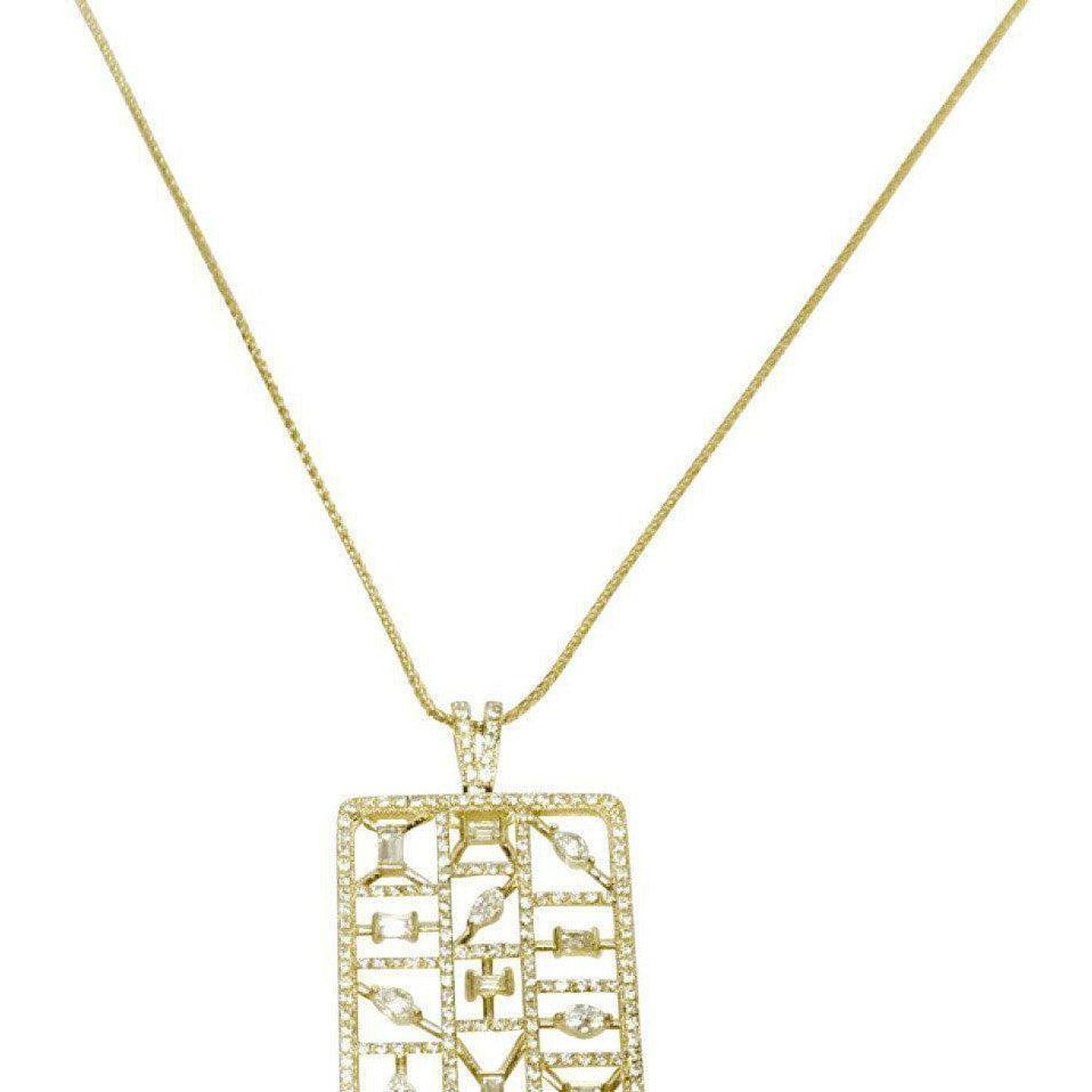 Fancy Design Rectagular Diamond Pendant in 18kt Yellow Gold