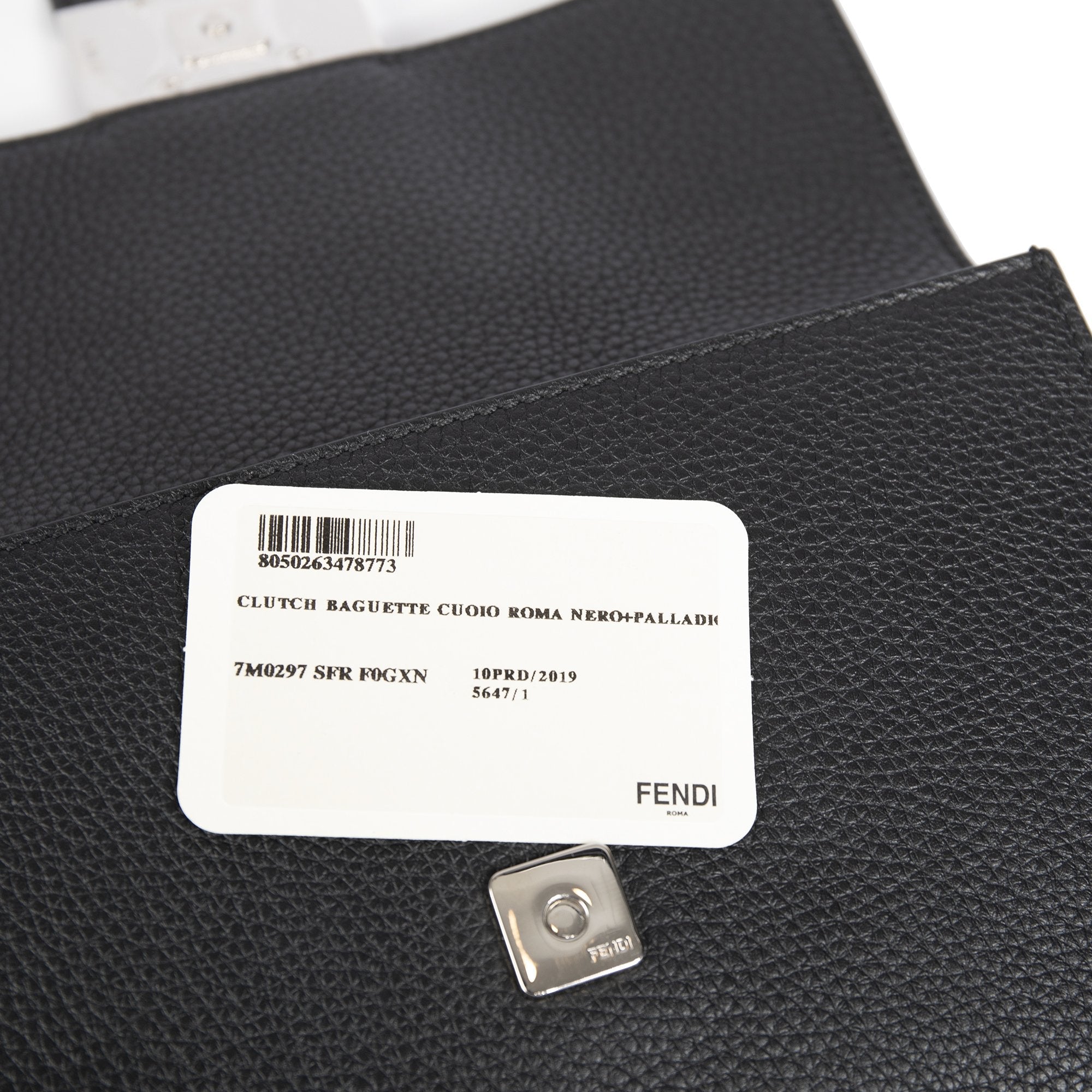 Fendi 2019 Black Calfskin Baguette Clutch