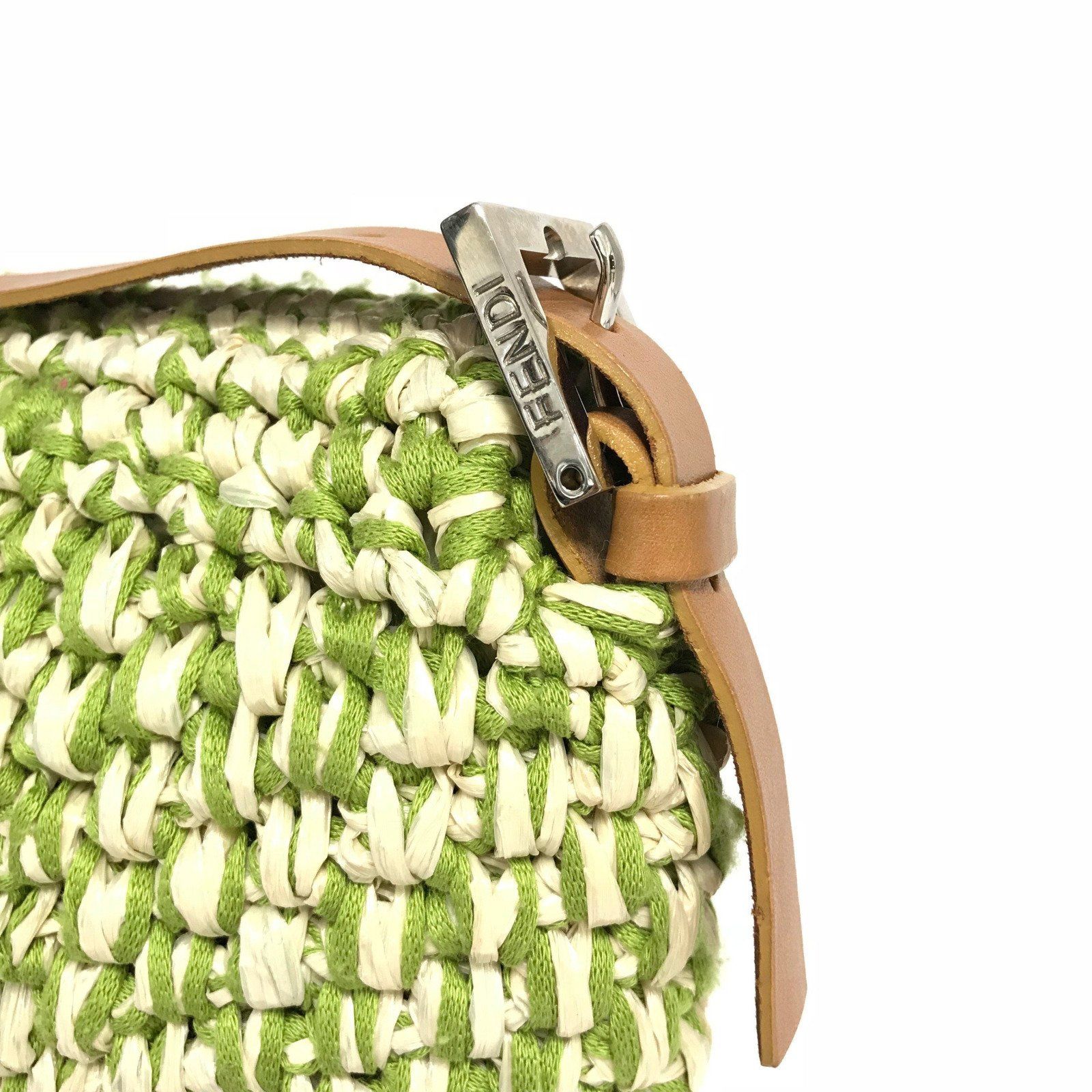 Fendi Green Straw Baguette Bag