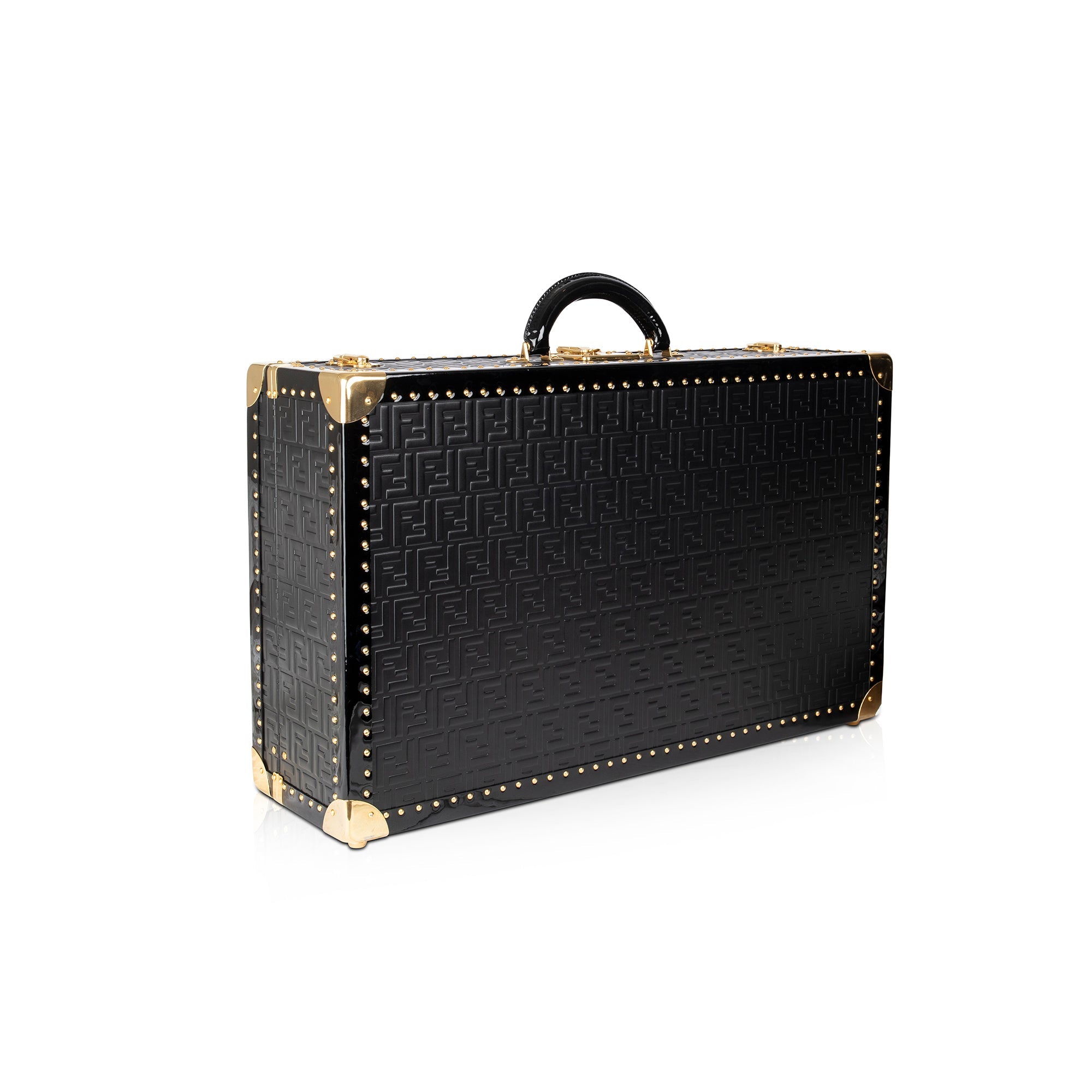 Fendi Large FF Embossed Leather Rigid Suitcase