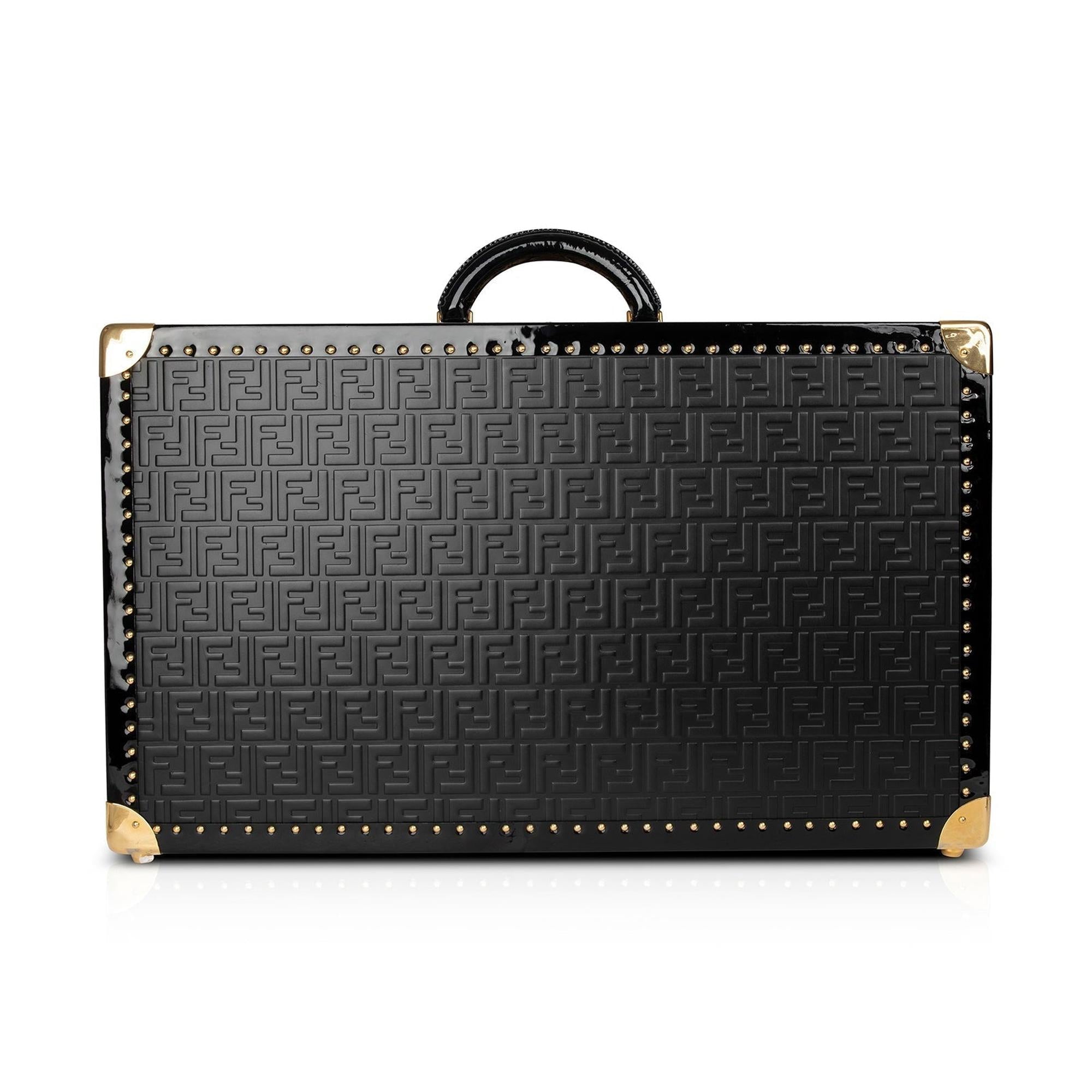 Fendi Large FF Embossed Leather Rigid Suitcase