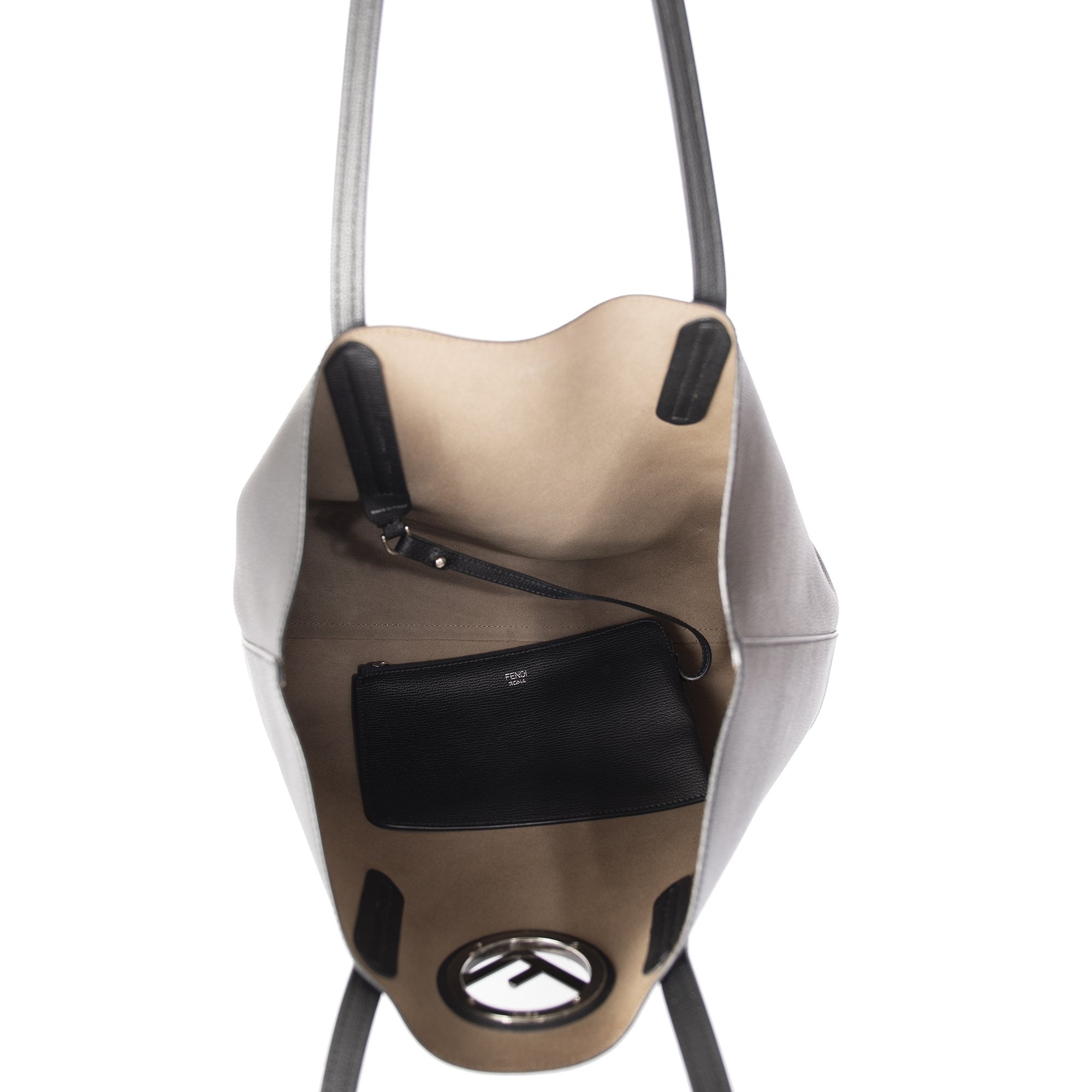 Fendi Leather Logo Shopping Tote