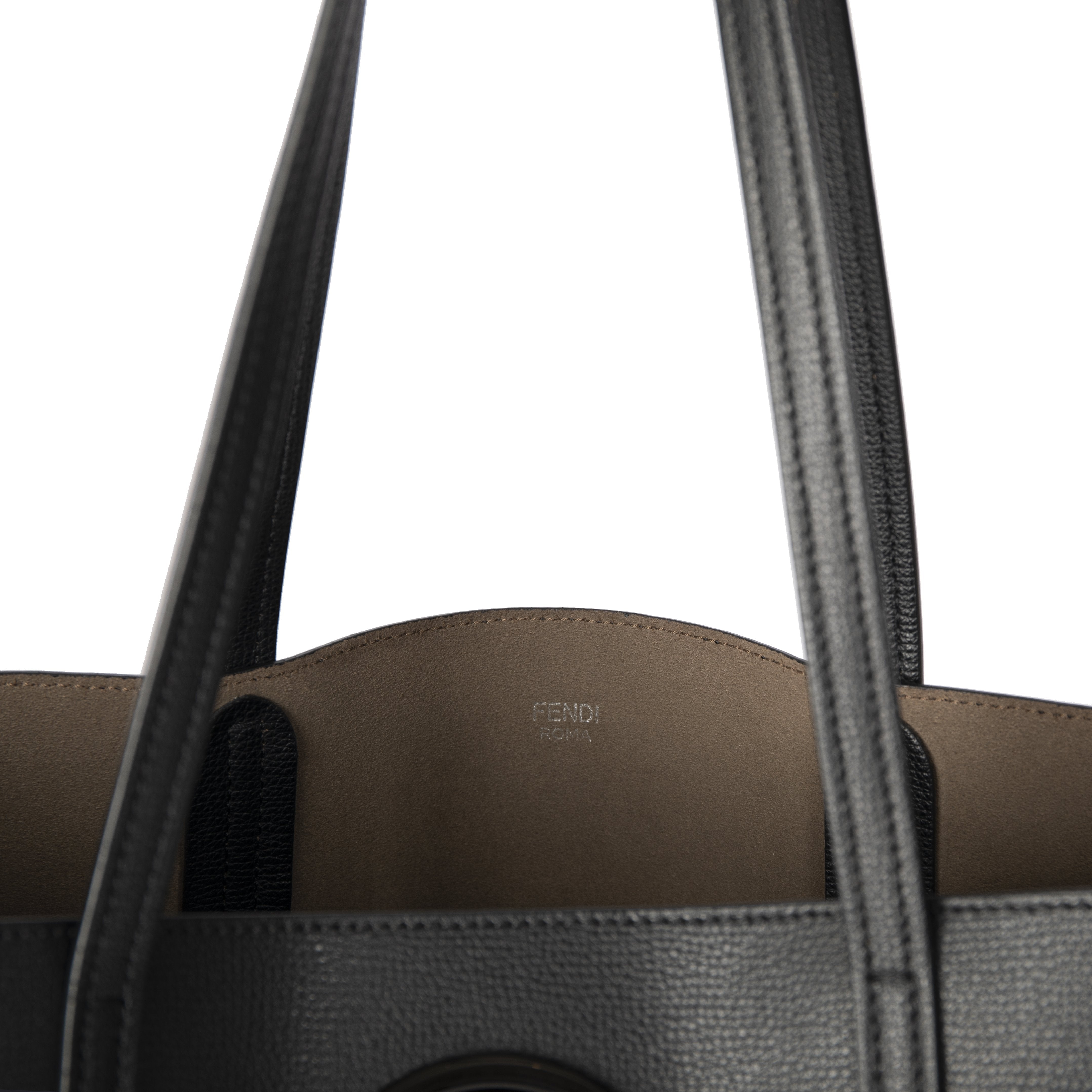 Fendi Leather Logo Shopping Tote
