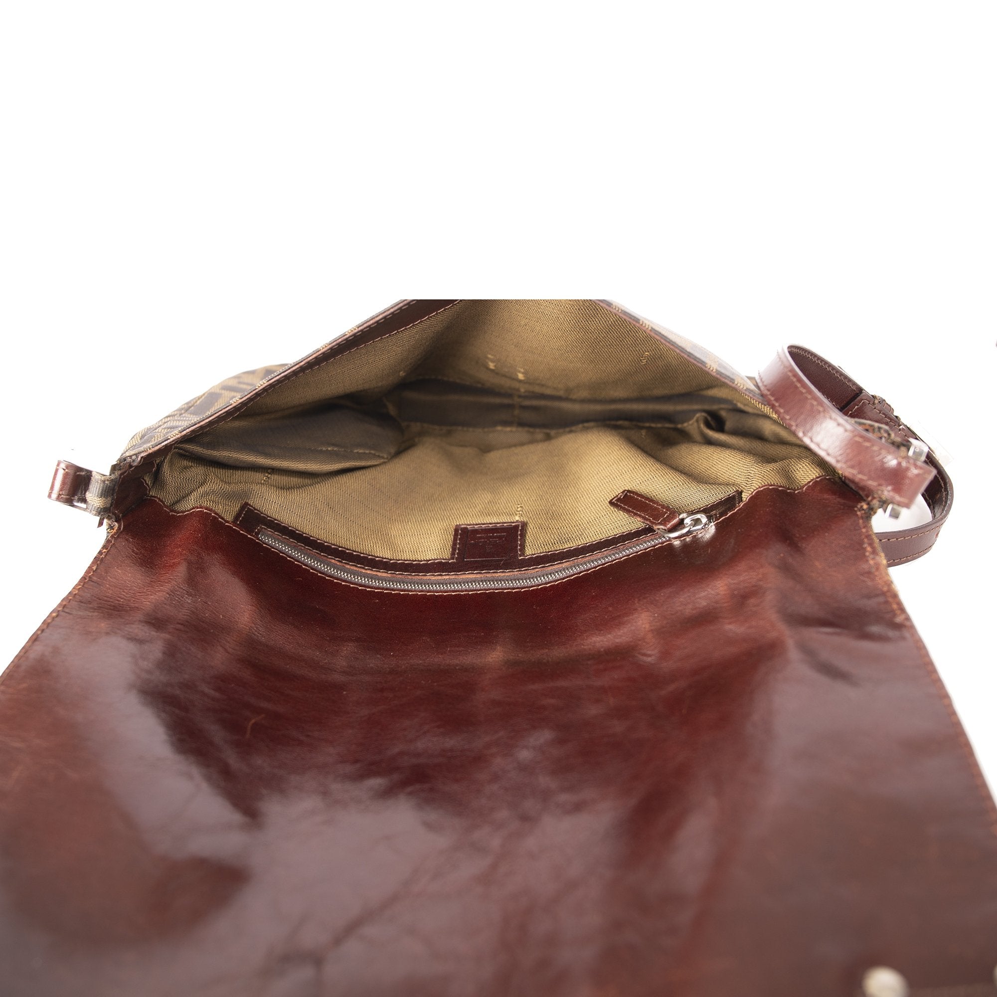 Fendi Leather-Trimmed Zucca Shoulder Bag