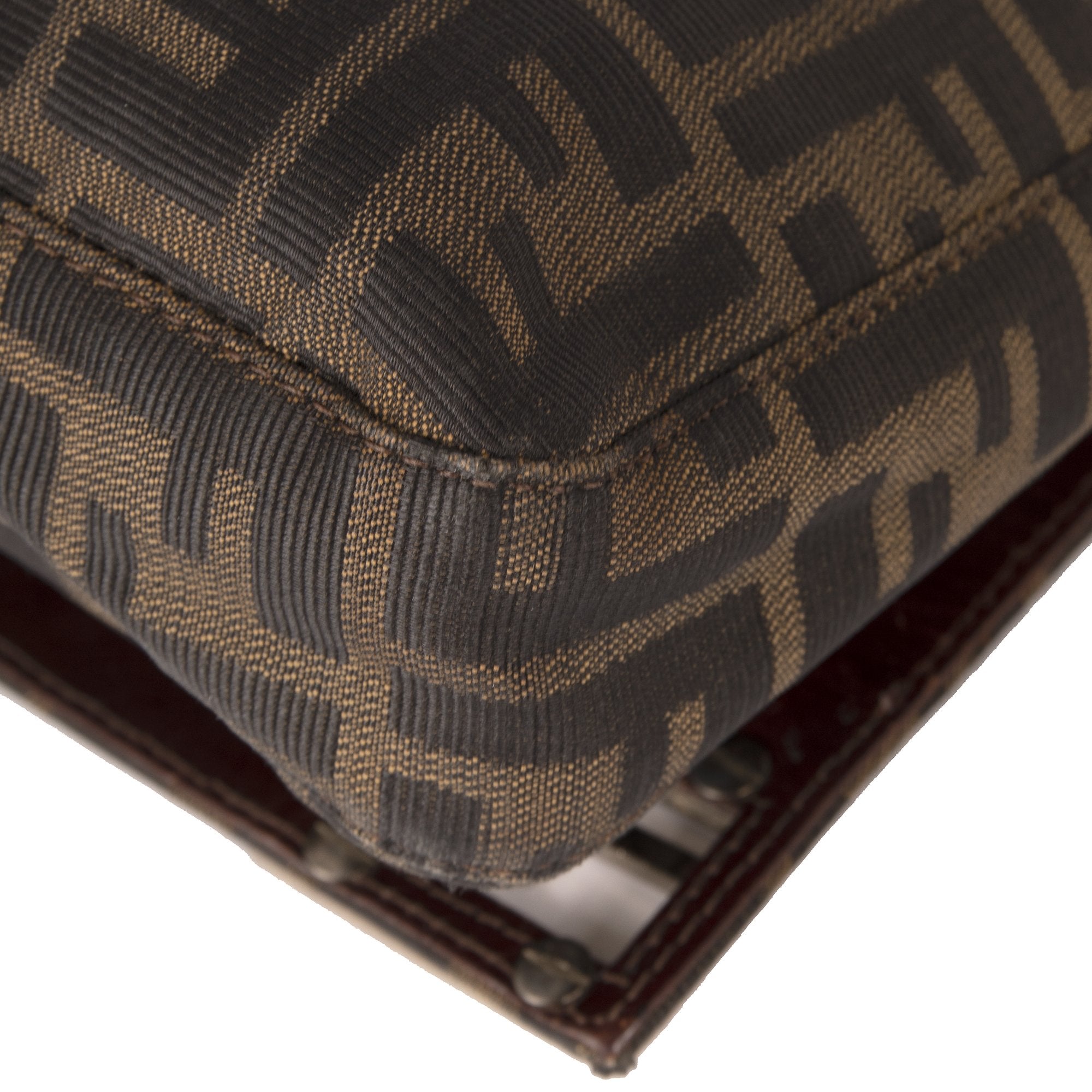 Fendi Leather-Trimmed Zucca Shoulder Bag