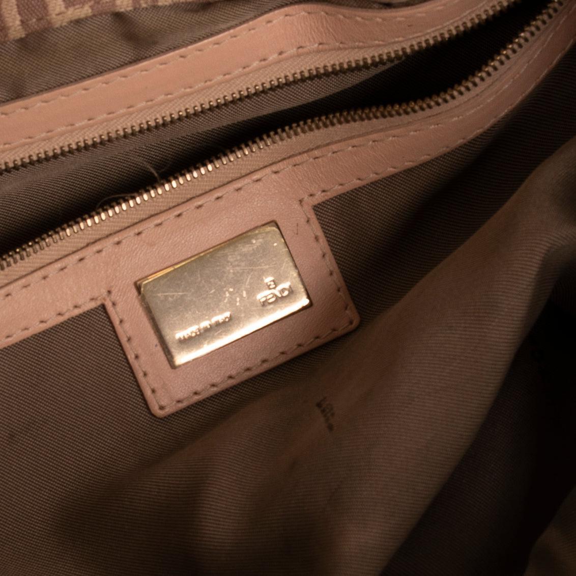 Fendi Leather-Trimmed Zucchino Shoulder Bag