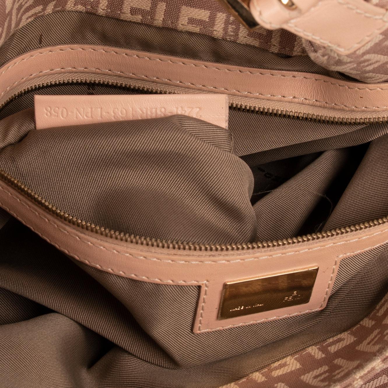 Fendi Leather-Trimmed Zucchino Shoulder Bag