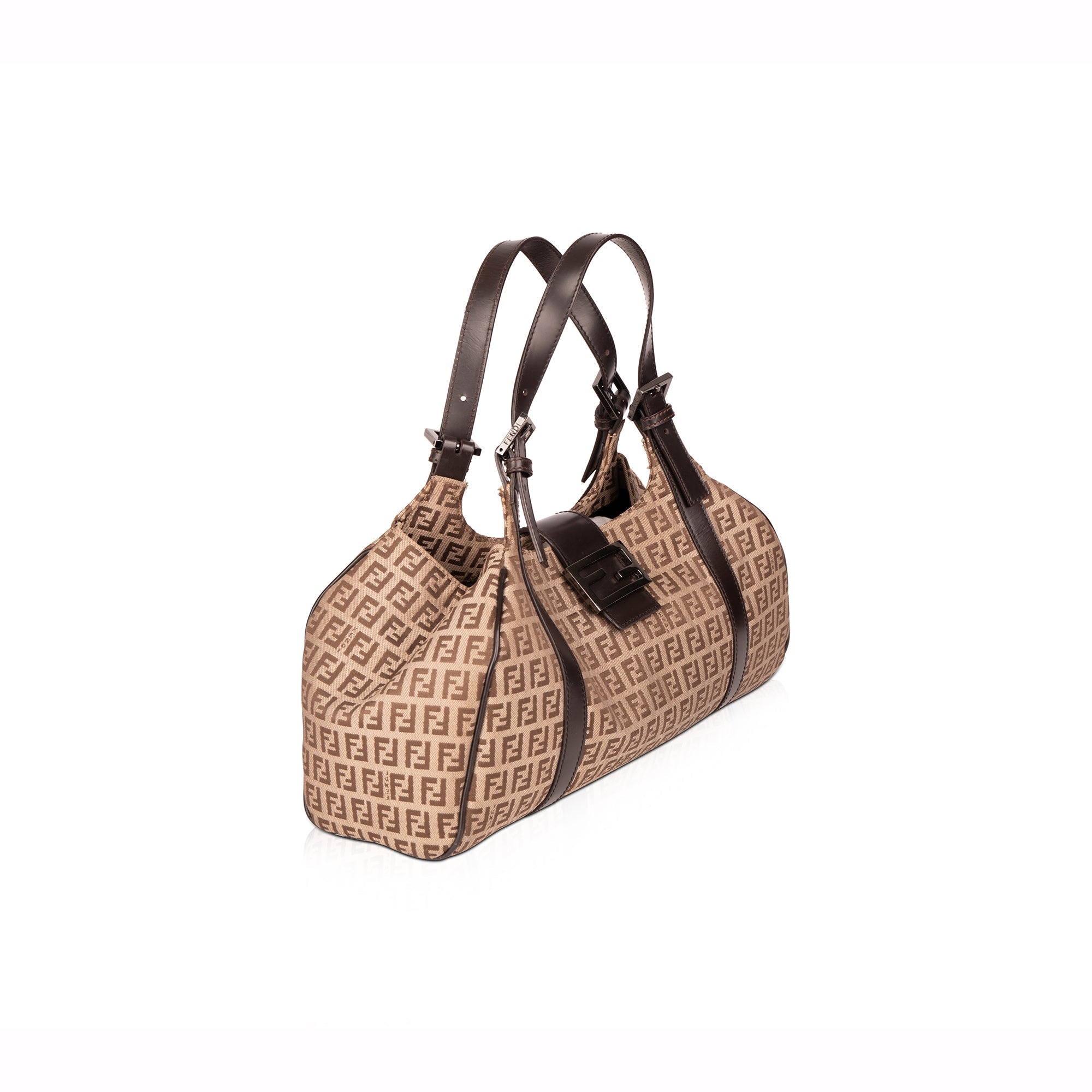 Fendi Leather-Trimmed Zucchino Tote