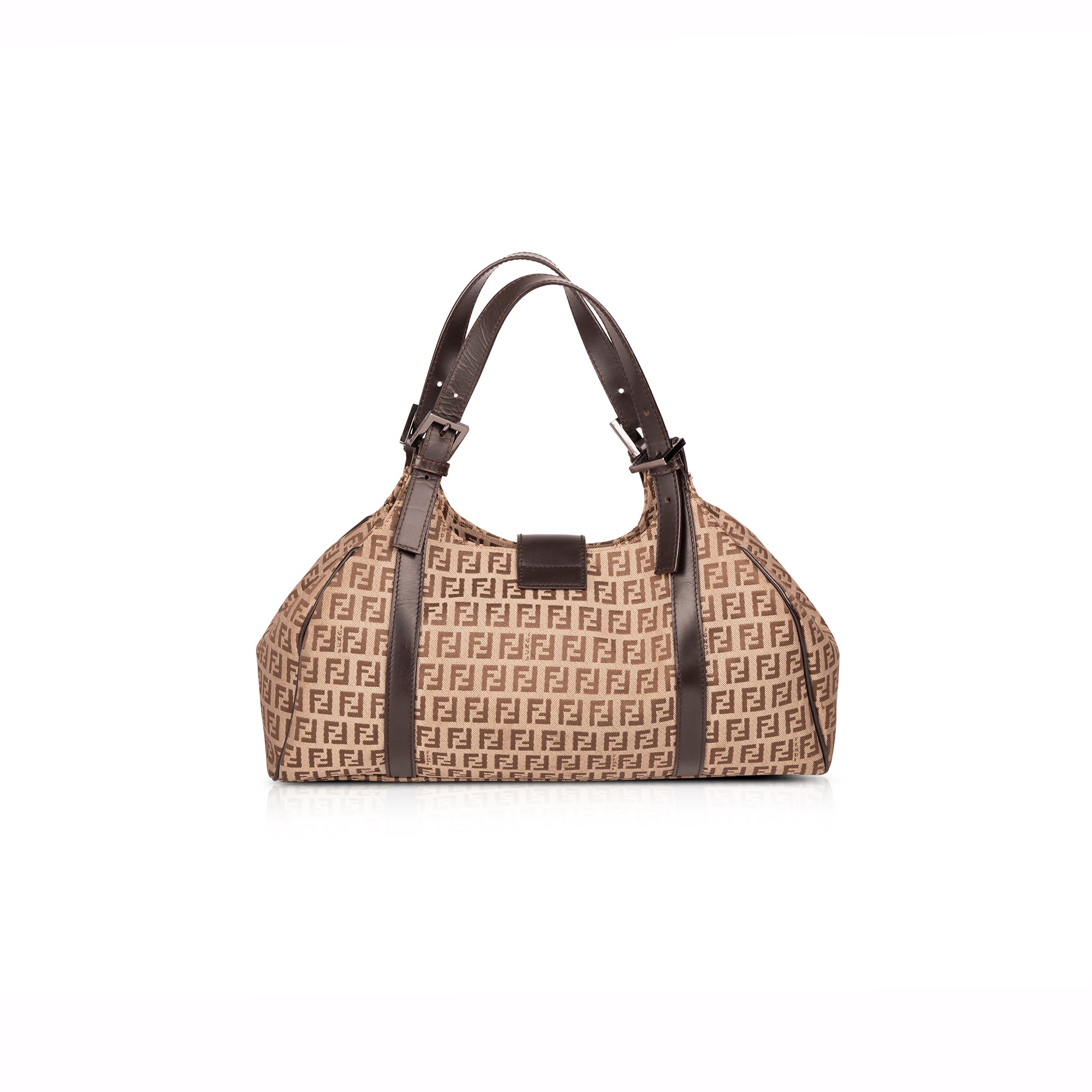 Fendi Leather-Trimmed Zucchino Tote