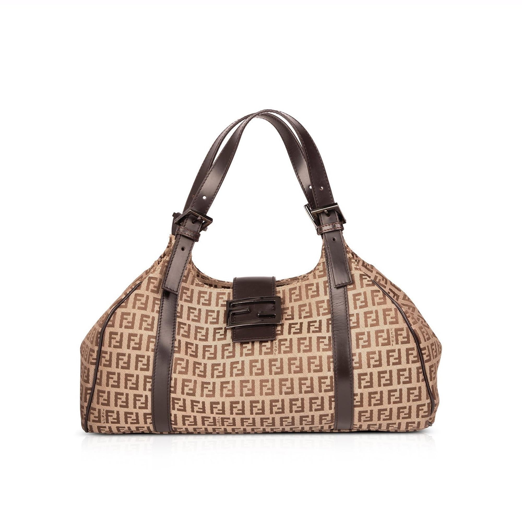 Fendi Leather-Trimmed Zucchino Tote