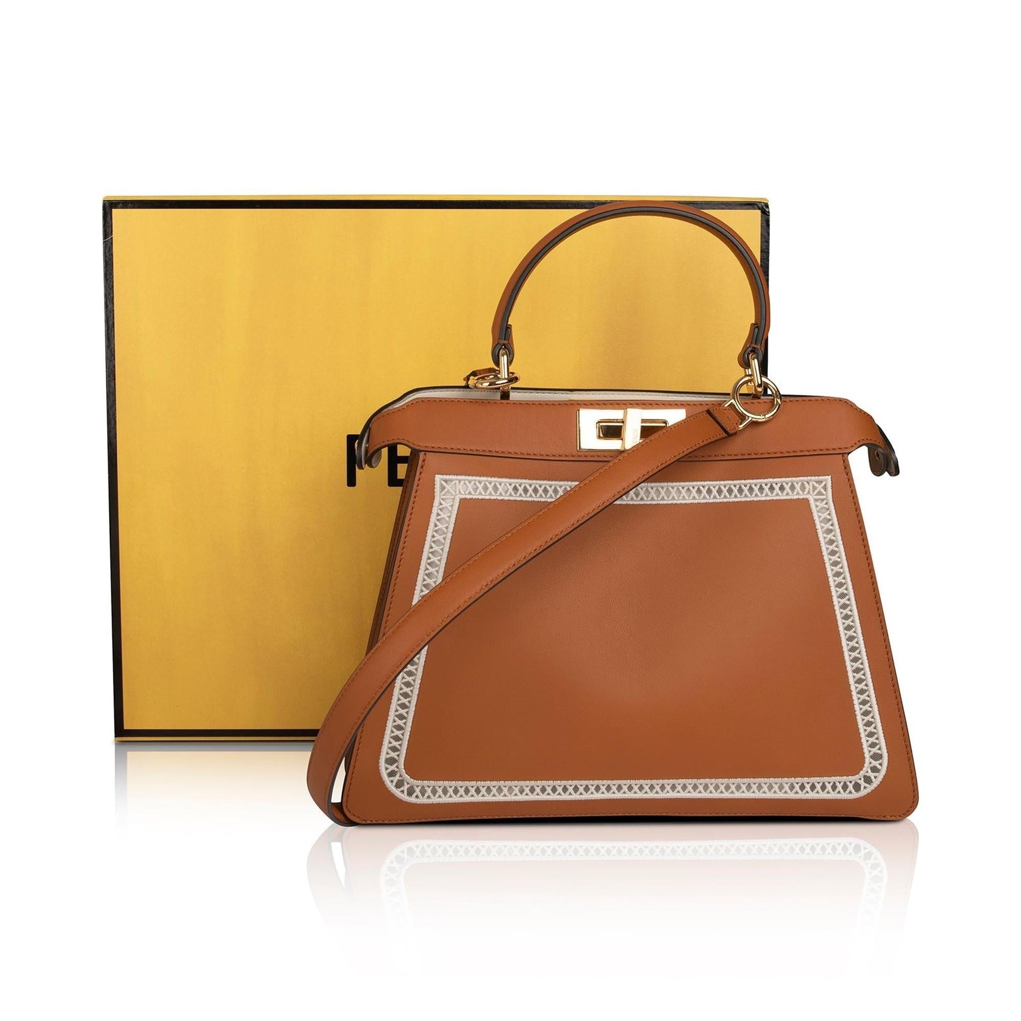 Fendi Medium Embroidered Leather Peekaboo Iseeu Bag w/ Box