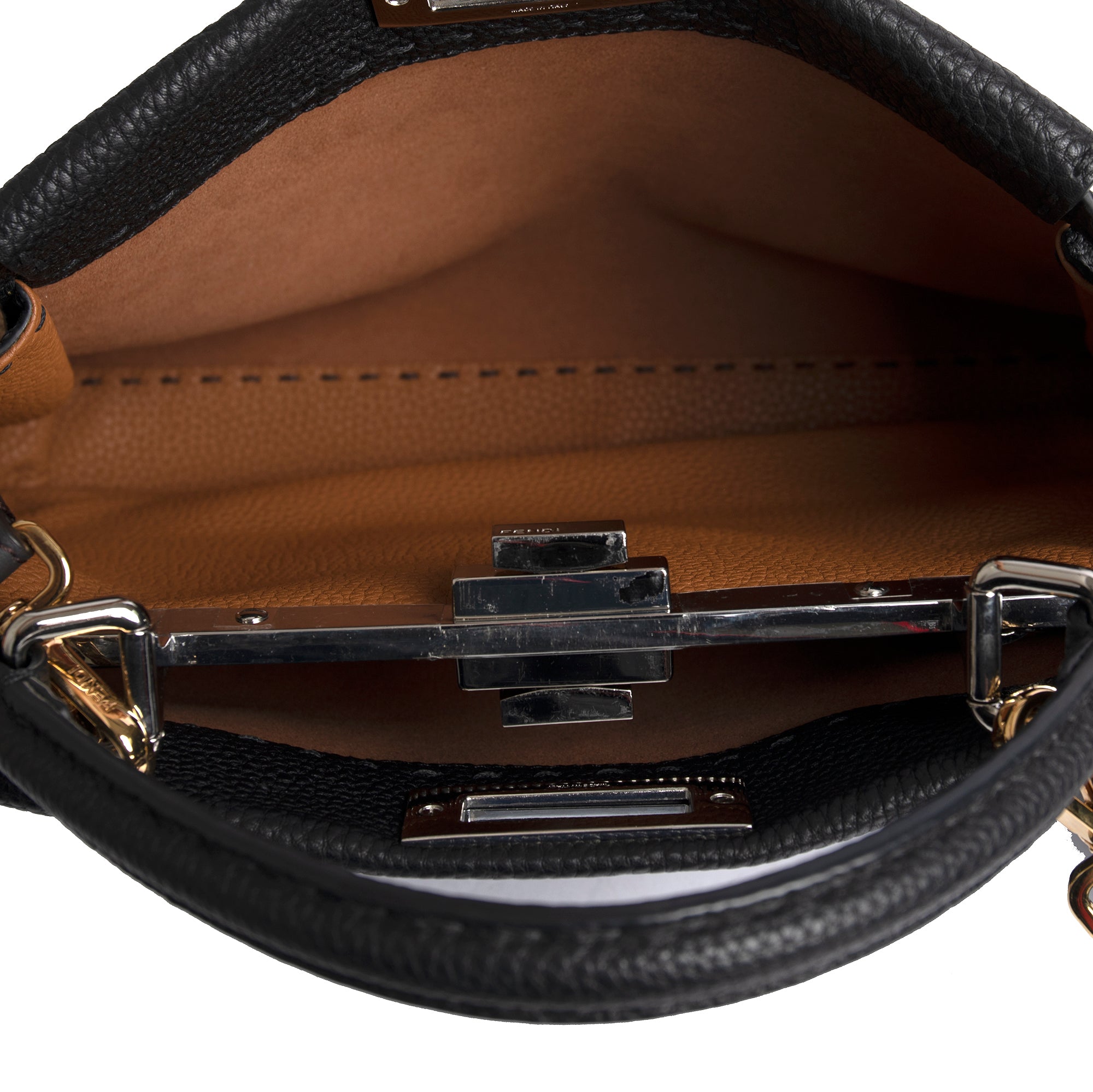 Fendi Medium Selleria Peekaboo Bag w/ FF Logo Shoulder Strap