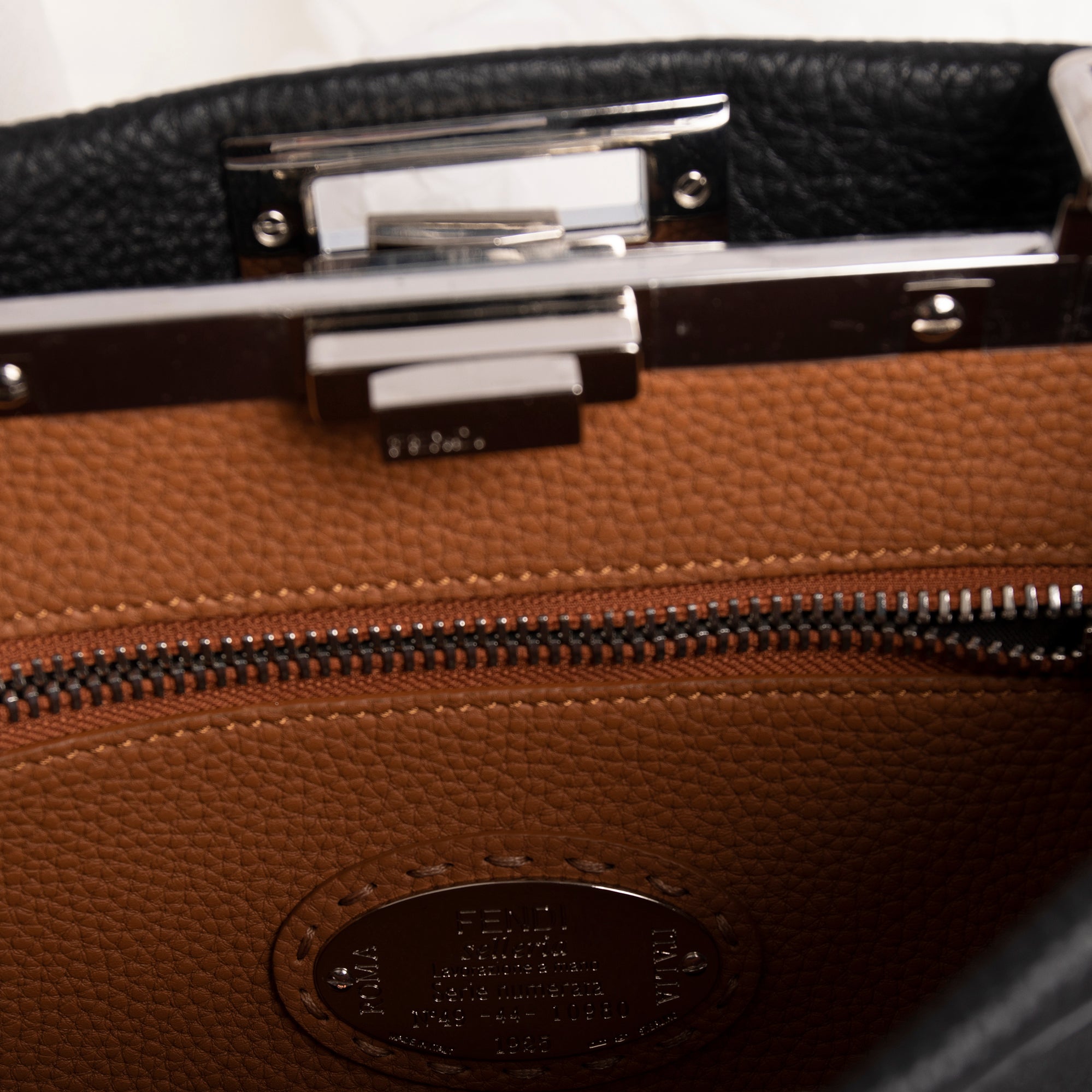 Fendi Medium Selleria Peekaboo Bag w/ FF Logo Shoulder Strap