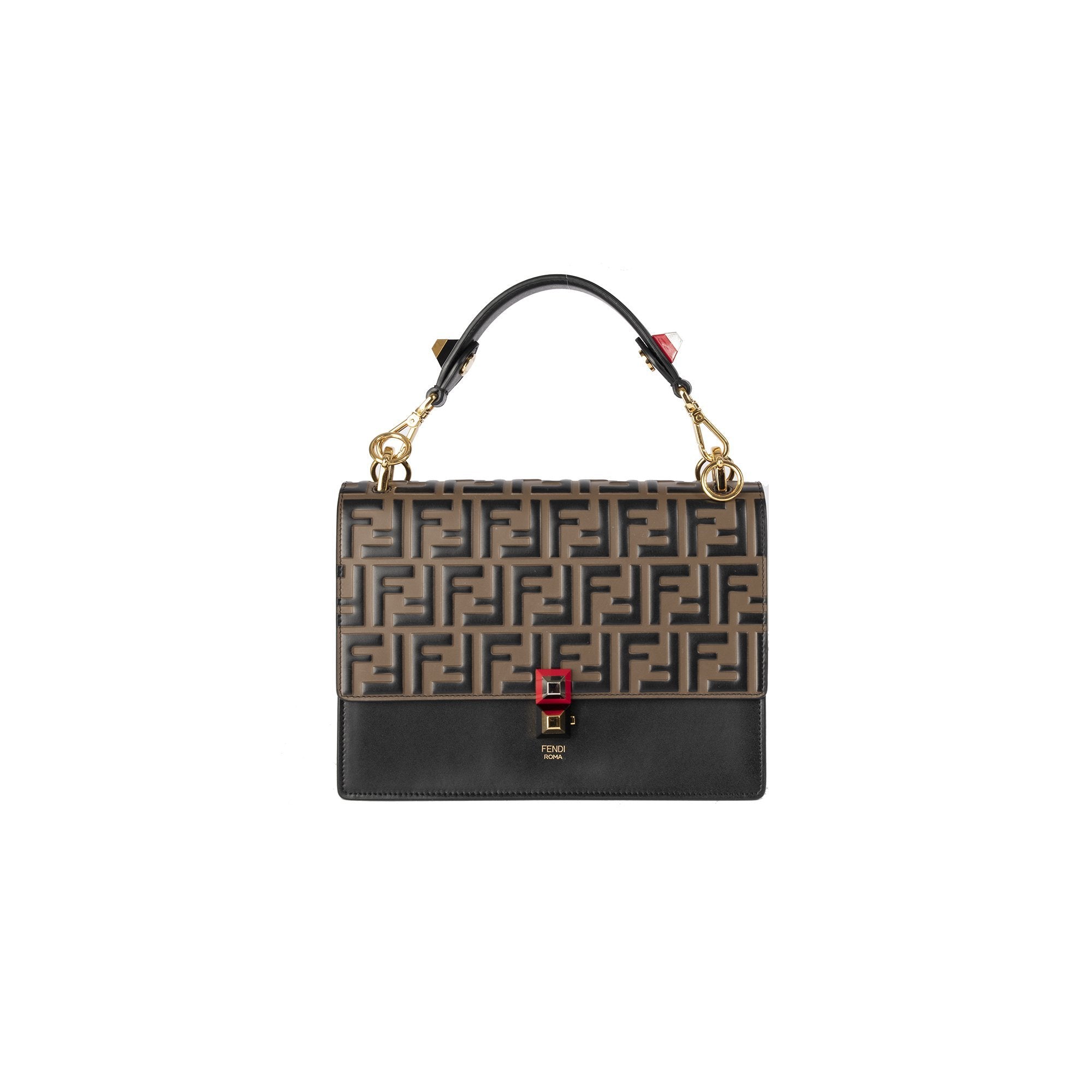 Fendi Medium Zucca Leather Kan I Liberty Shoulder Bag
