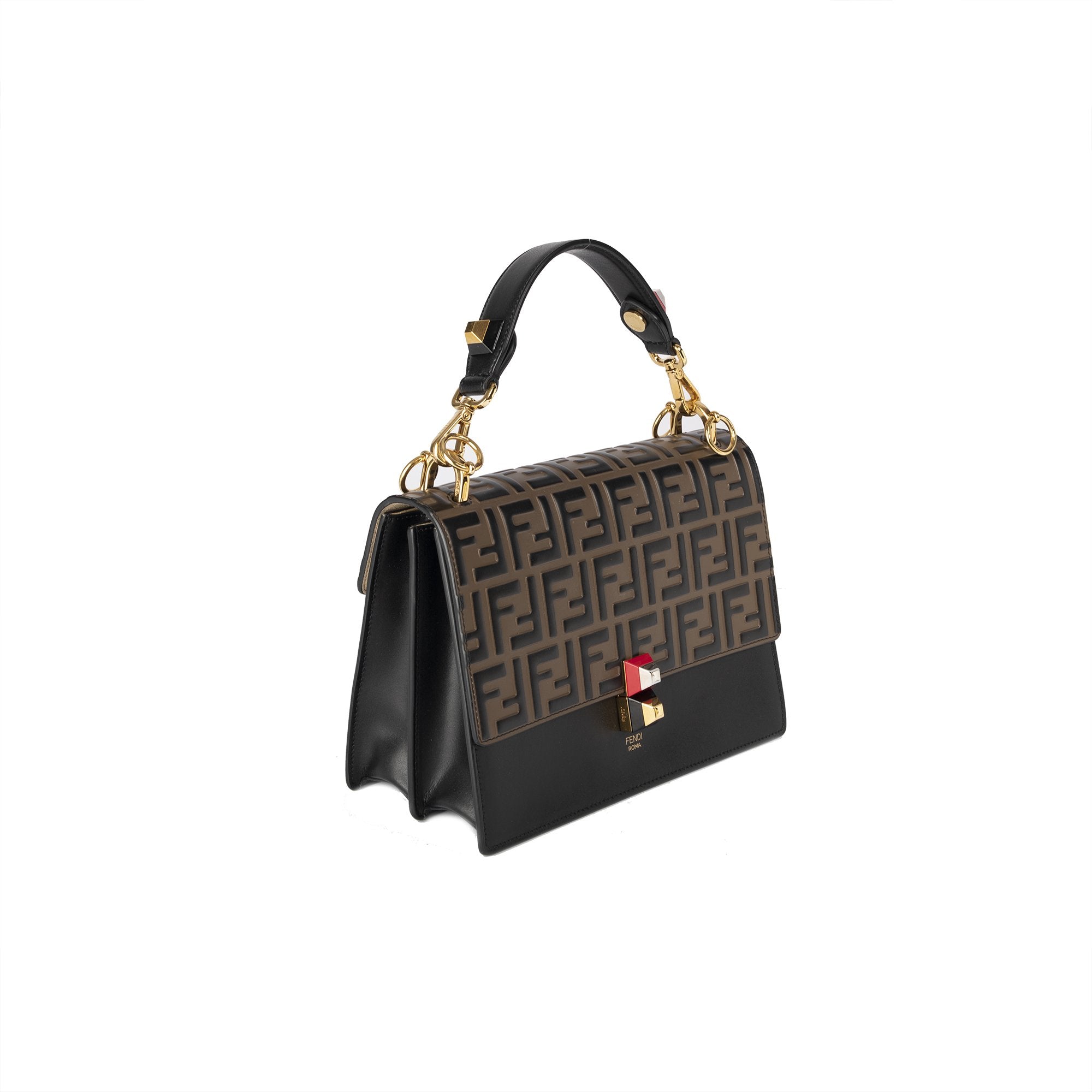 Fendi Medium Zucca Leather Kan I Liberty Shoulder Bag