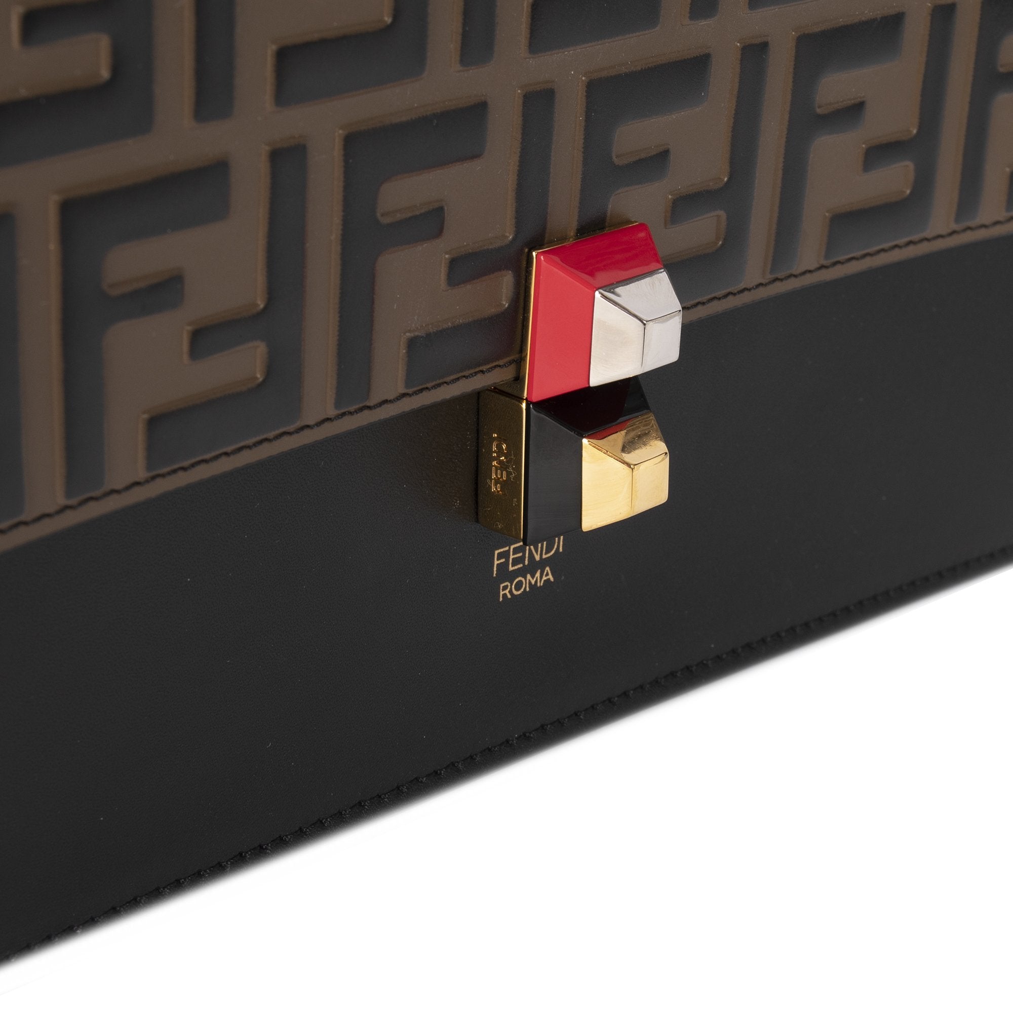 Fendi Medium Zucca Leather Kan I Liberty Shoulder Bag