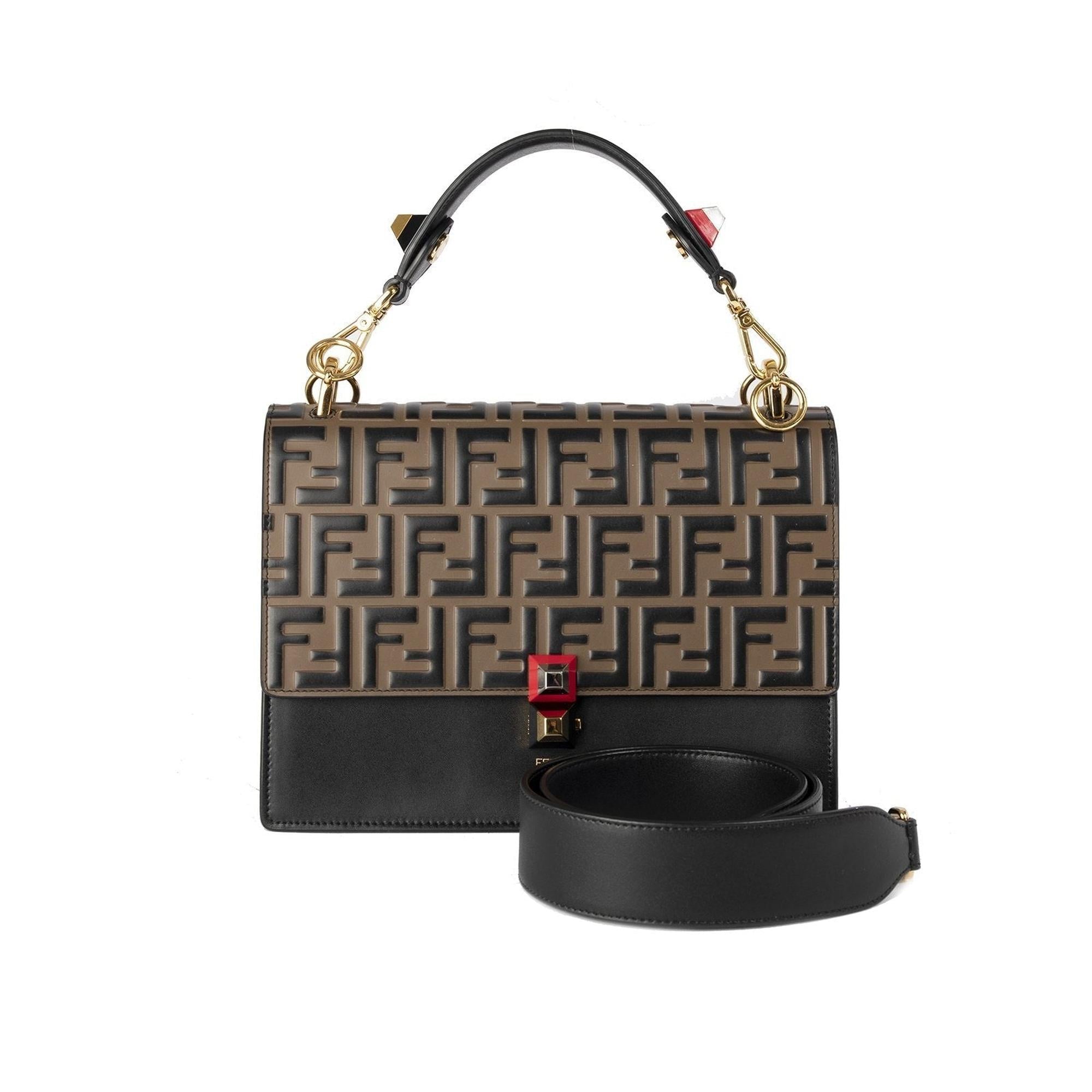 Fendi Medium Zucca Leather Kan I Liberty Shoulder Bag