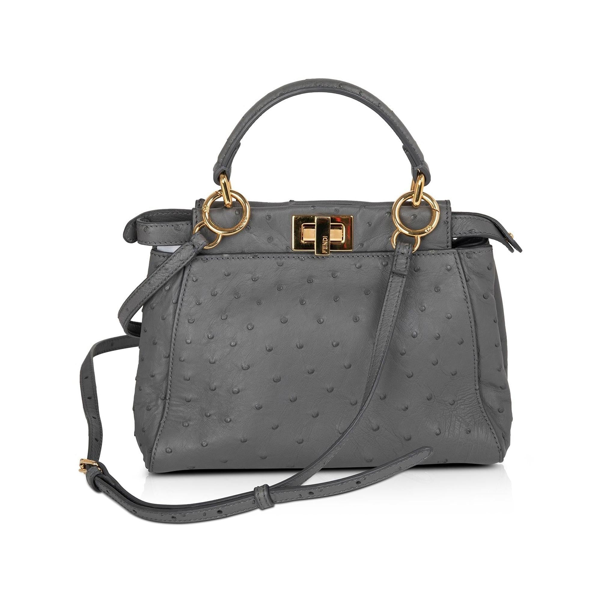 Fendi Mini Ostrich Peekaboo Isseu Bag