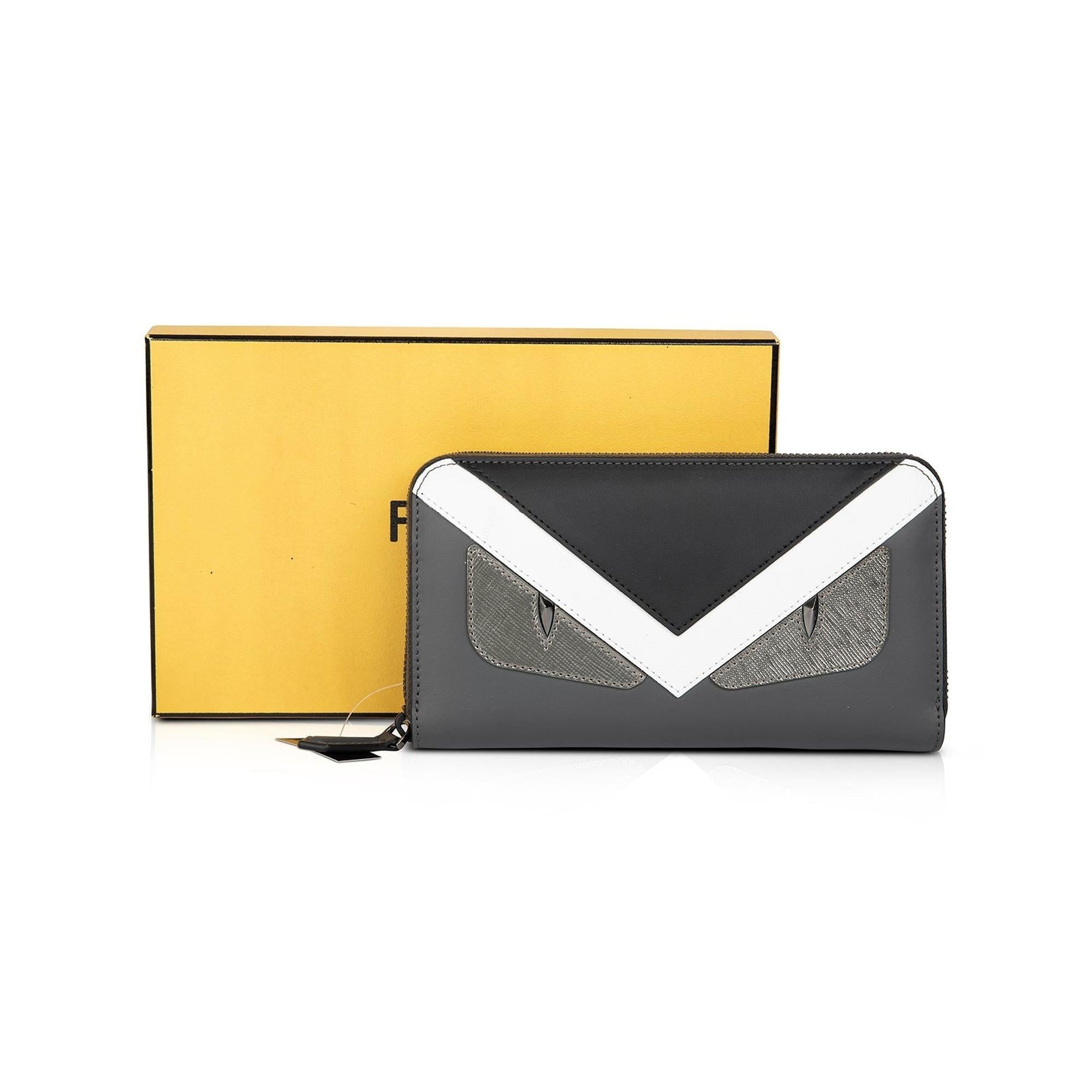 Fendi Monster Motif Leather Continental Wallet w/ Box