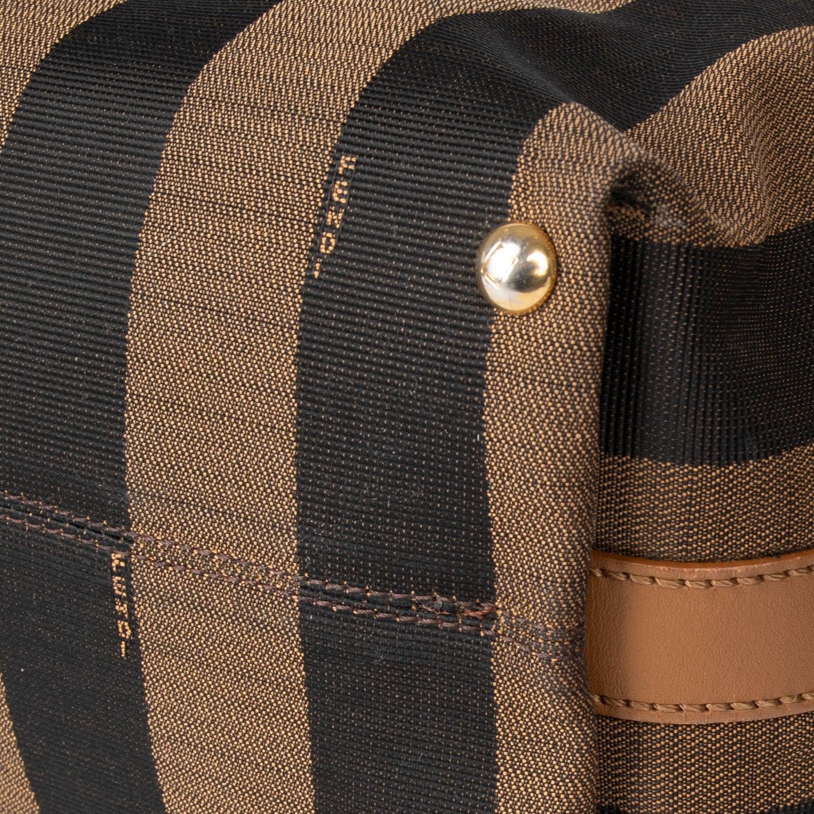 Fendi Pequin Stripe Canvas & Leather Tote