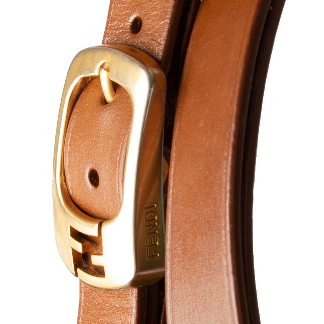 Fendi Pequin Stripe Canvas & Leather Tote