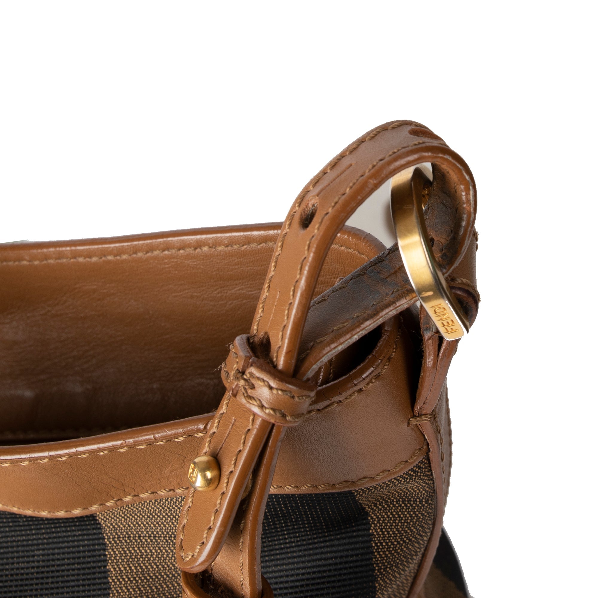 Fendi Pequin Stripe Canvas & Leather Tote