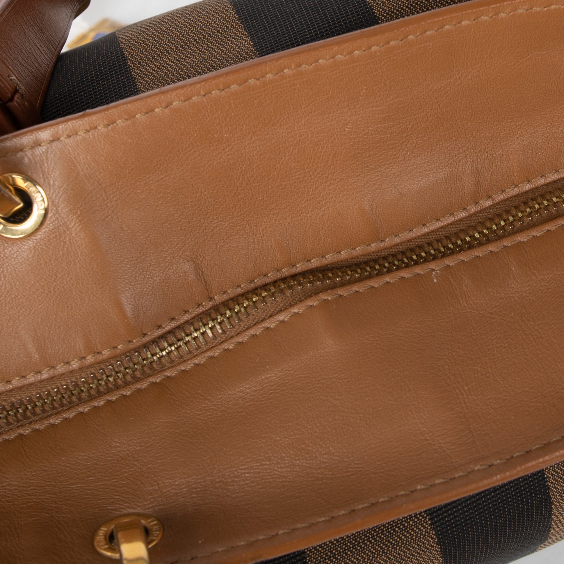 Fendi Pequin Stripe Canvas & Leather Tote