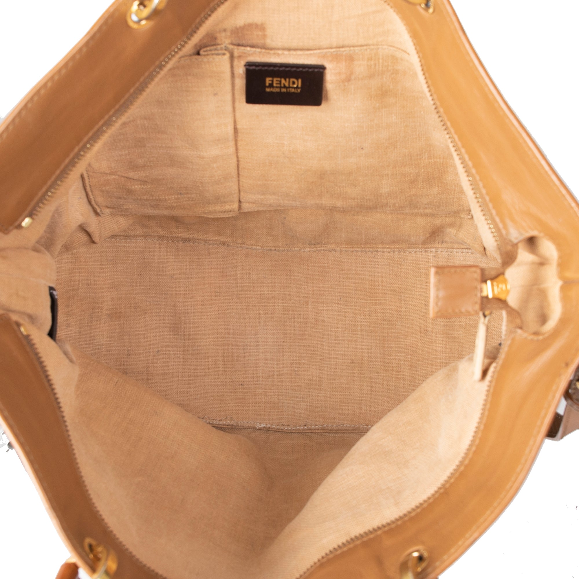 Fendi Pequin Stripe Canvas & Leather Tote