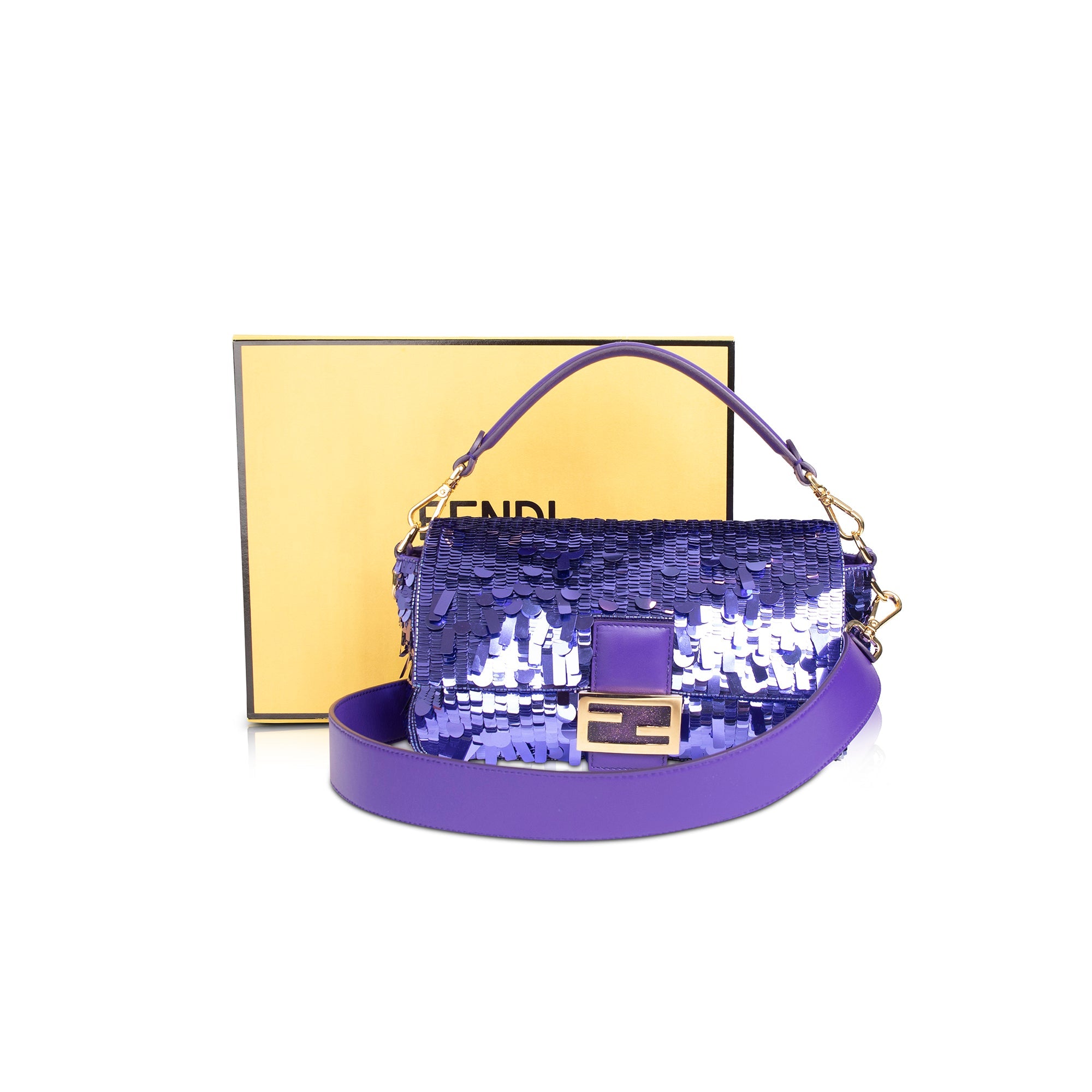 Fendi Purple Sequined Baguette Bag w/ Box