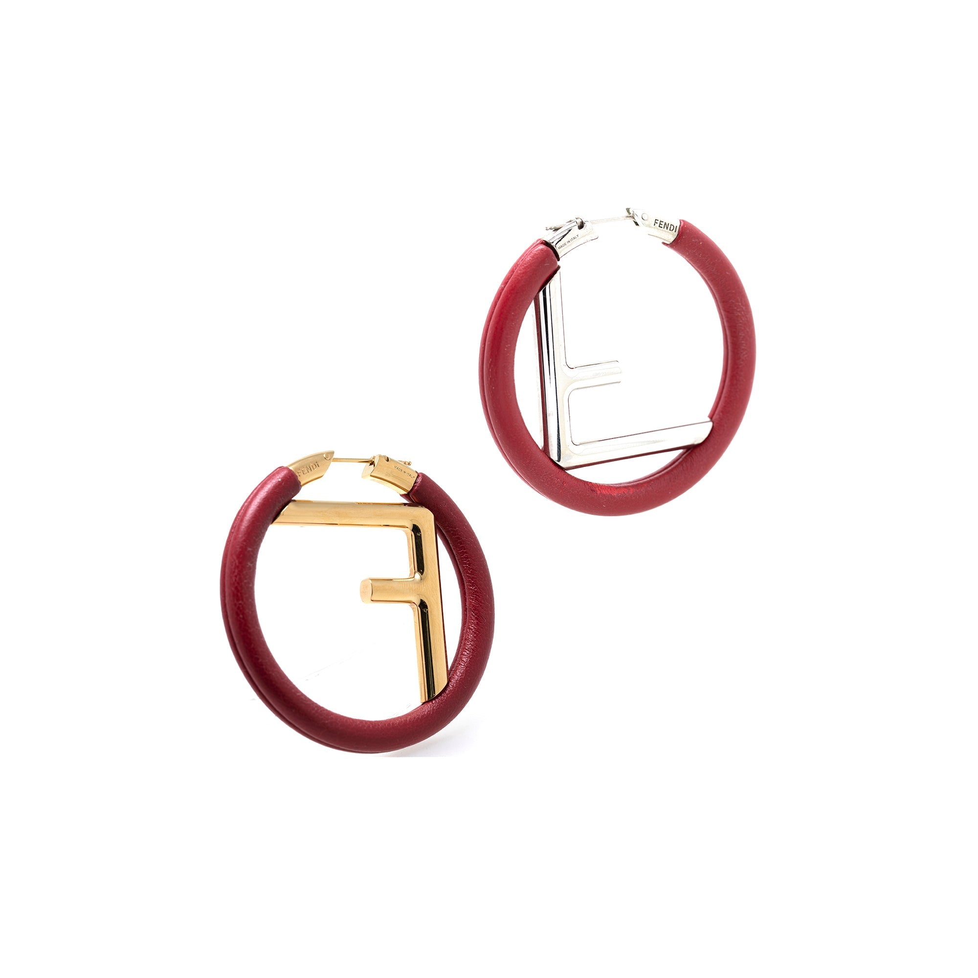Fendi Red F is Fendi Hoop Earrings w/ Box
