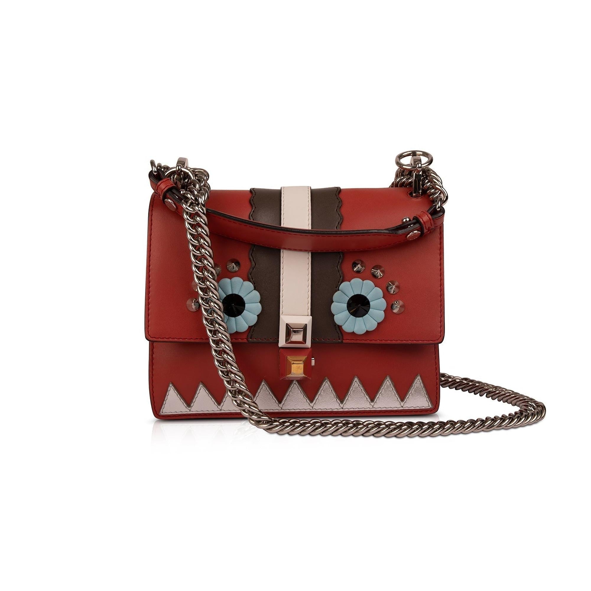 Fendi Small Kan I Faces Leather Bag