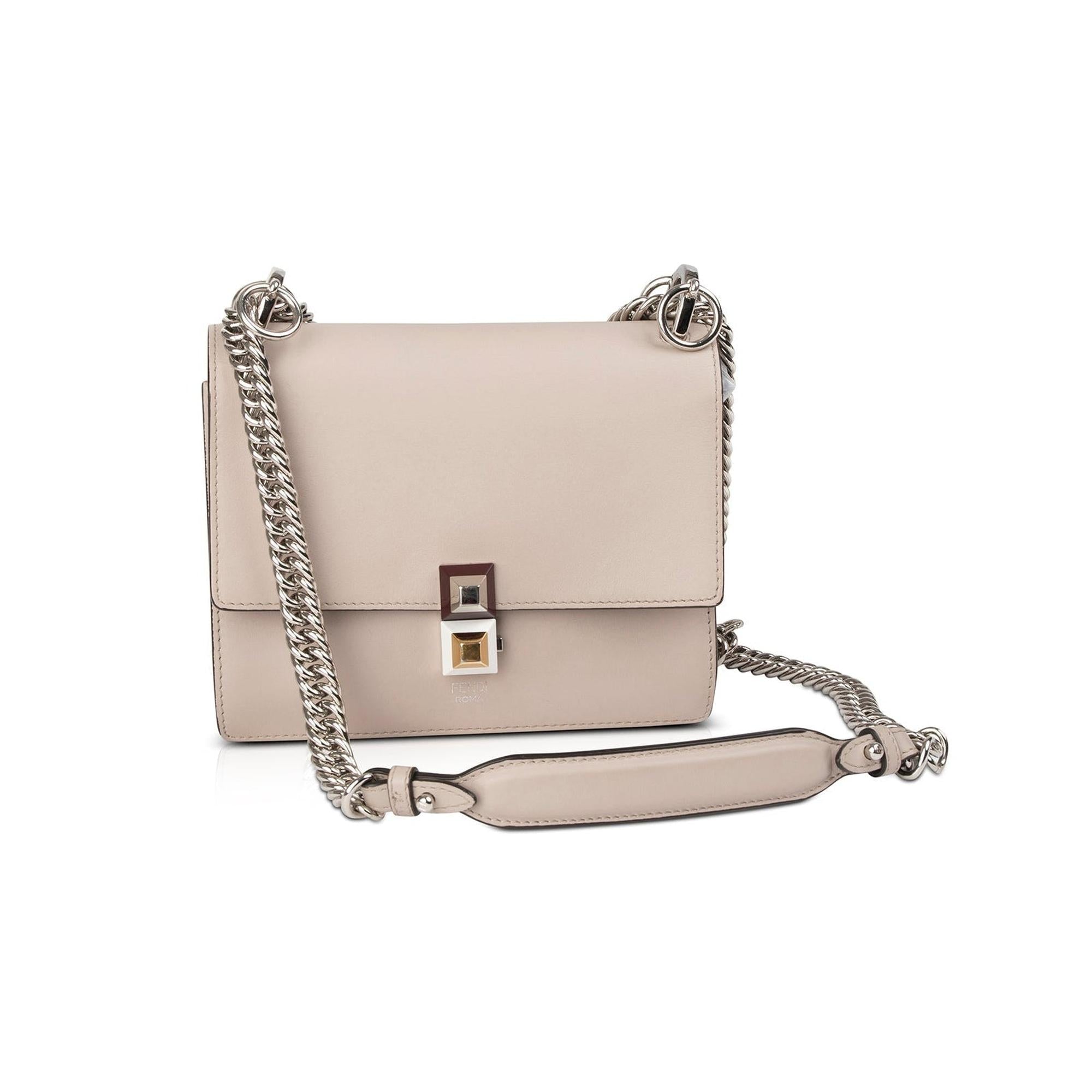Fendi Small Kan I Leather Chain Shoulder Bag