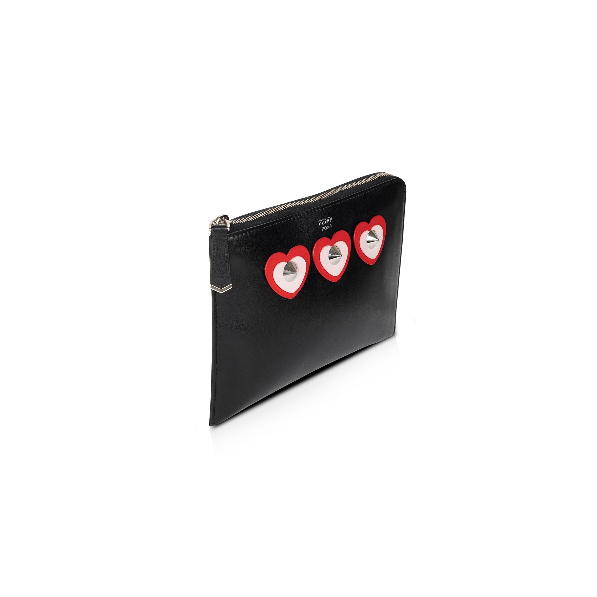 Fendi Studded Heart Zip Around Clutch w/ Box & Tags