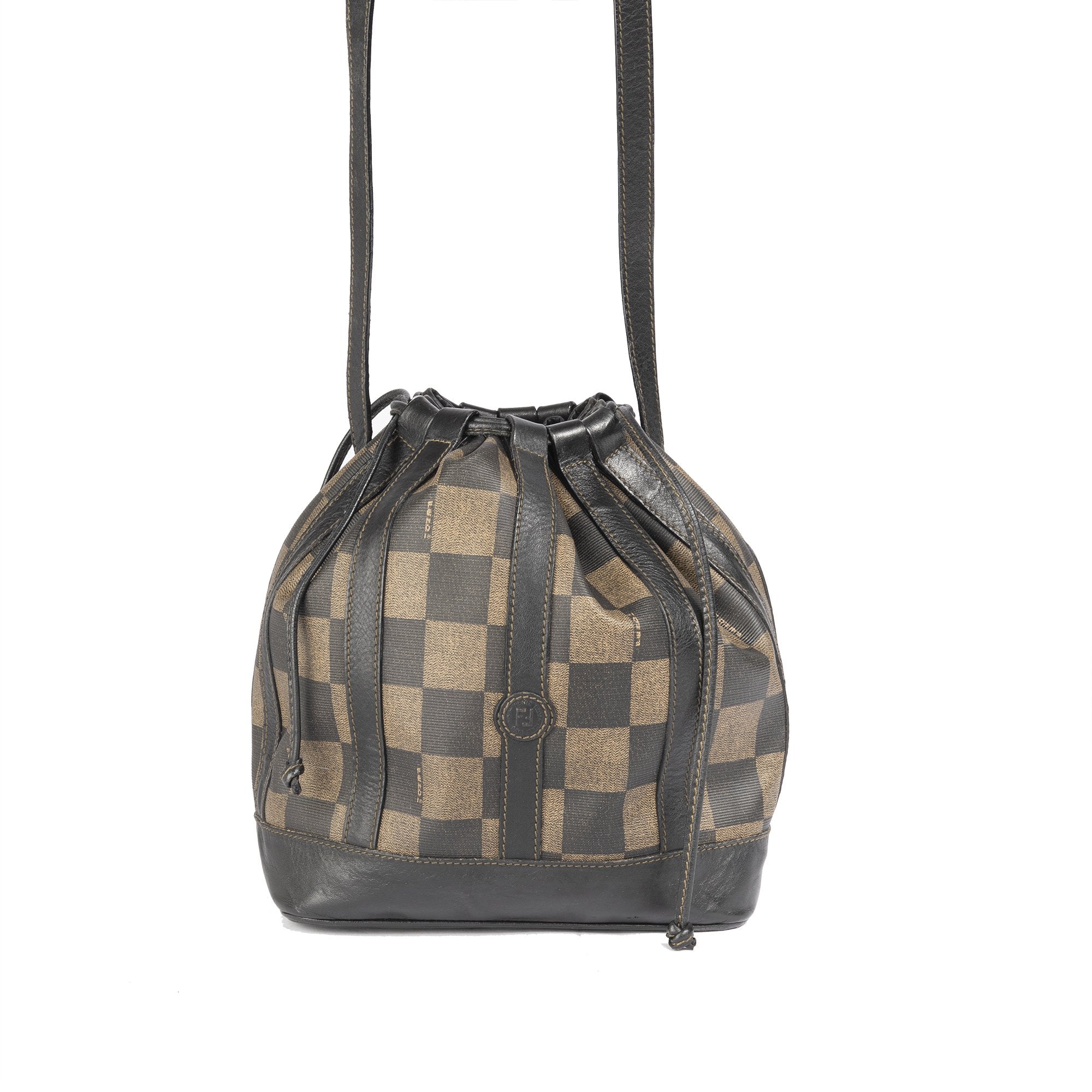 Fendi Vintage Checkered Bucket Bag