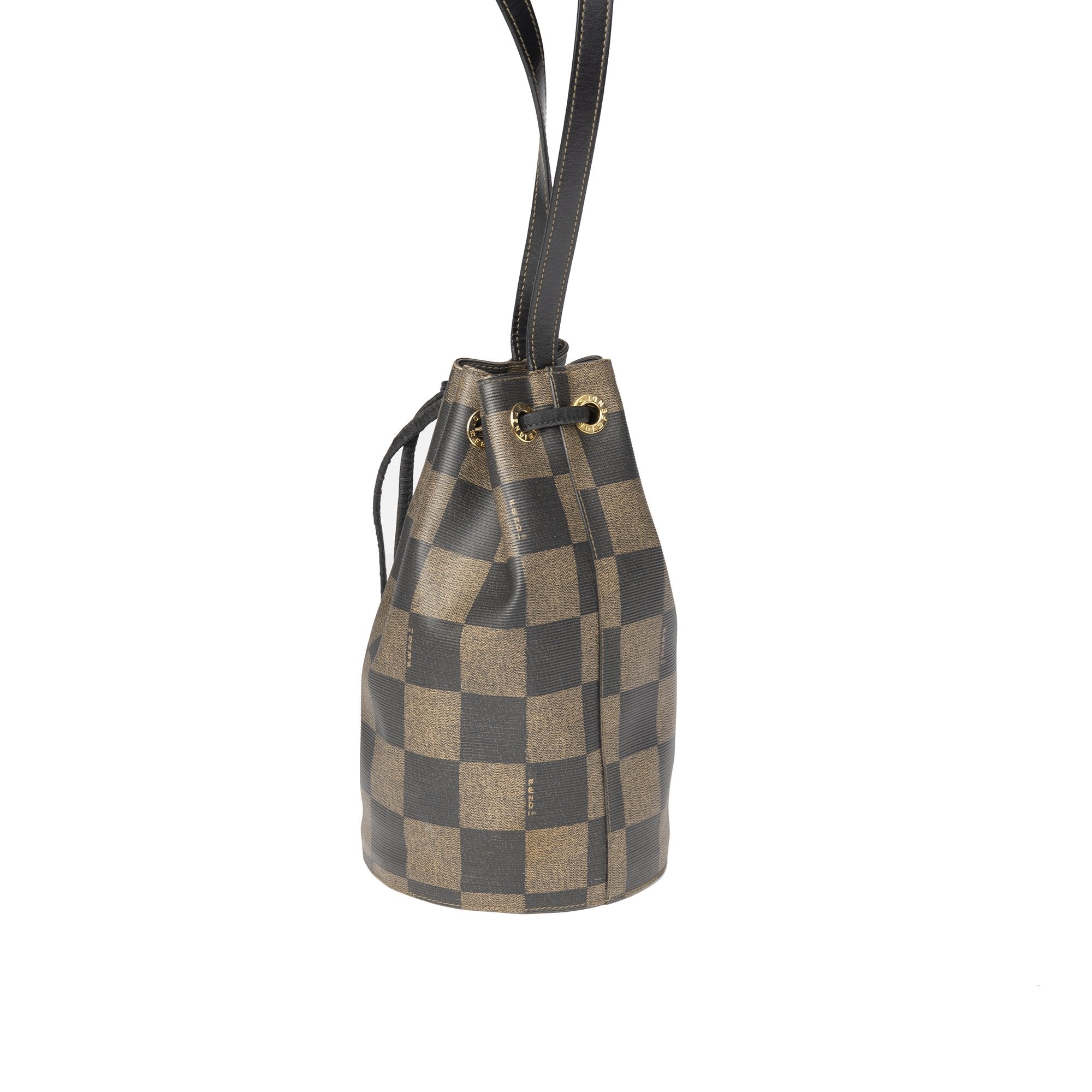 Fendi Vintage Checkered Bucket Bag