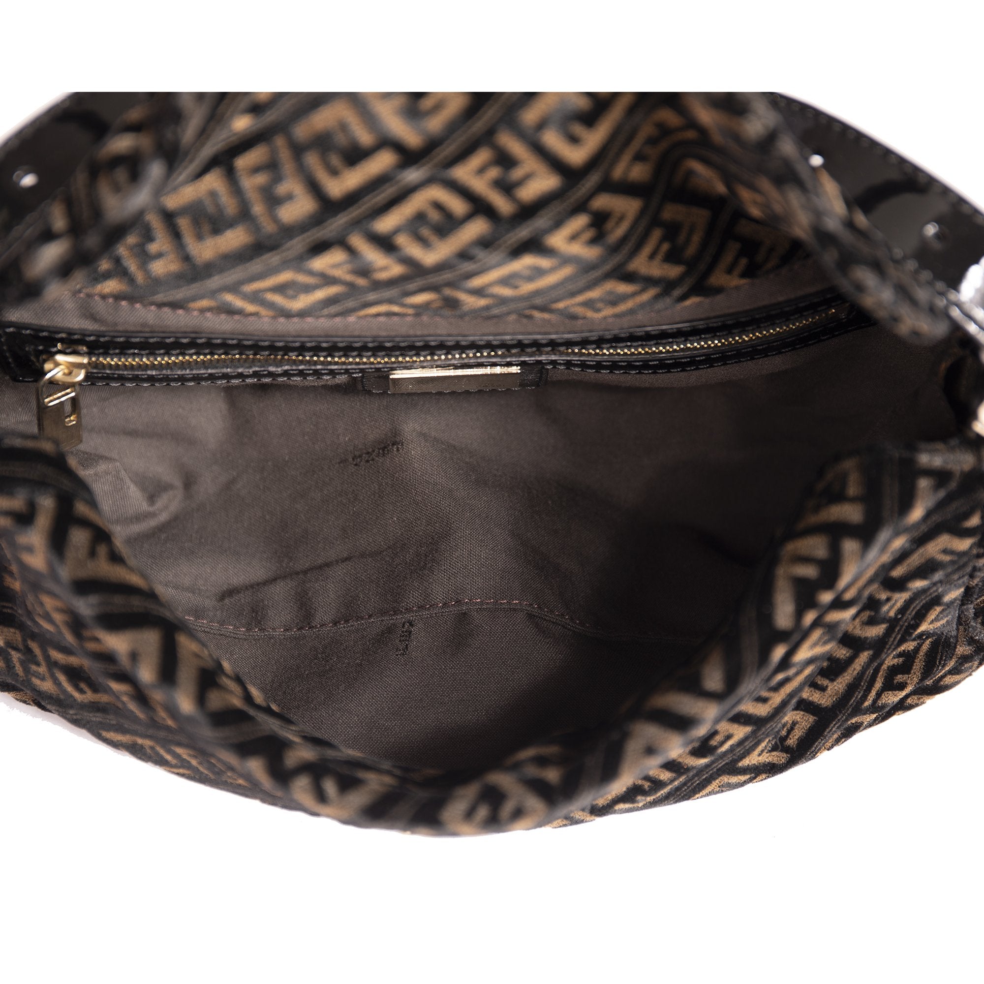 Fendi Vintage Velvet Zucca Resin Baguette Flap Bag