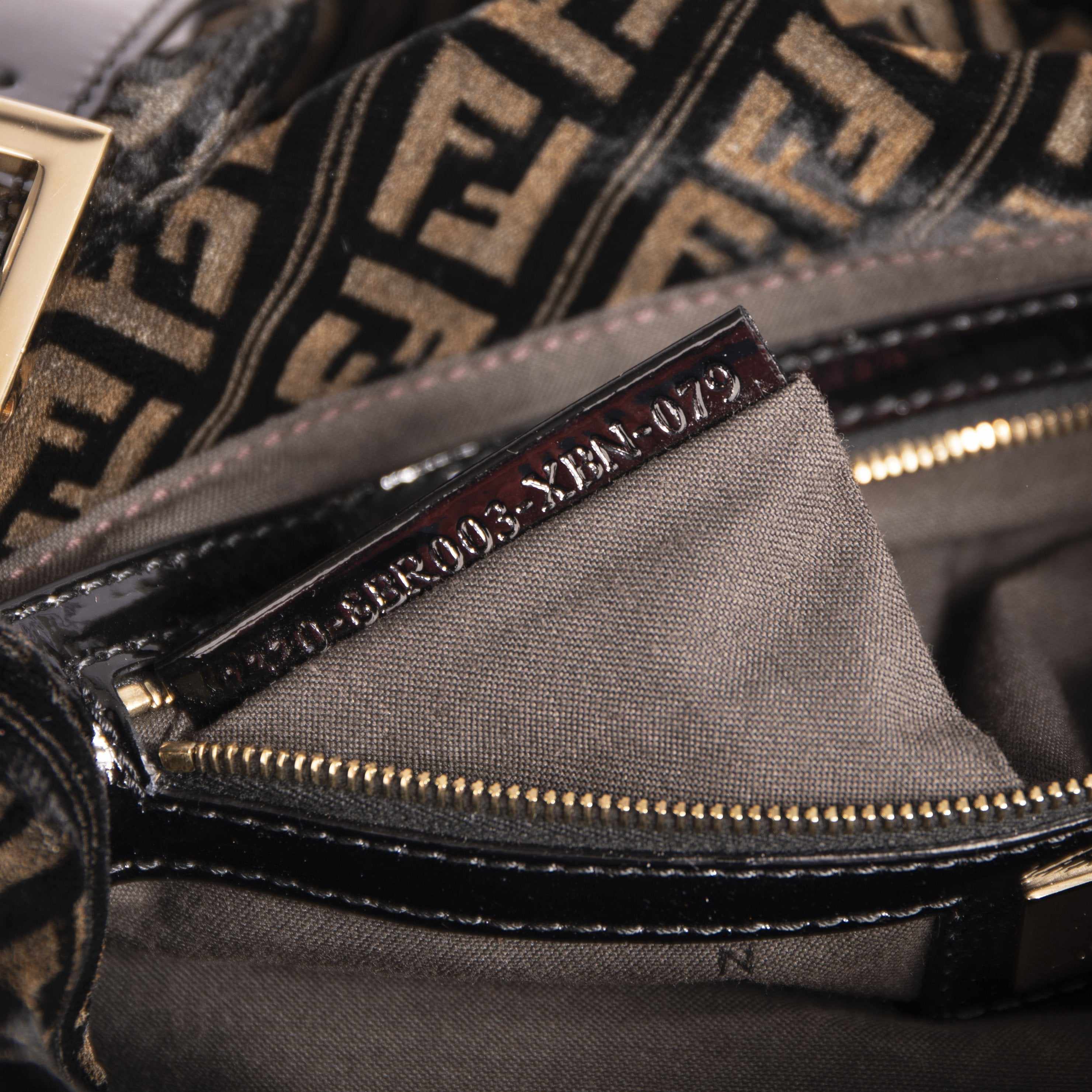 Fendi Vintage Velvet Zucca Resin Baguette Flap Bag