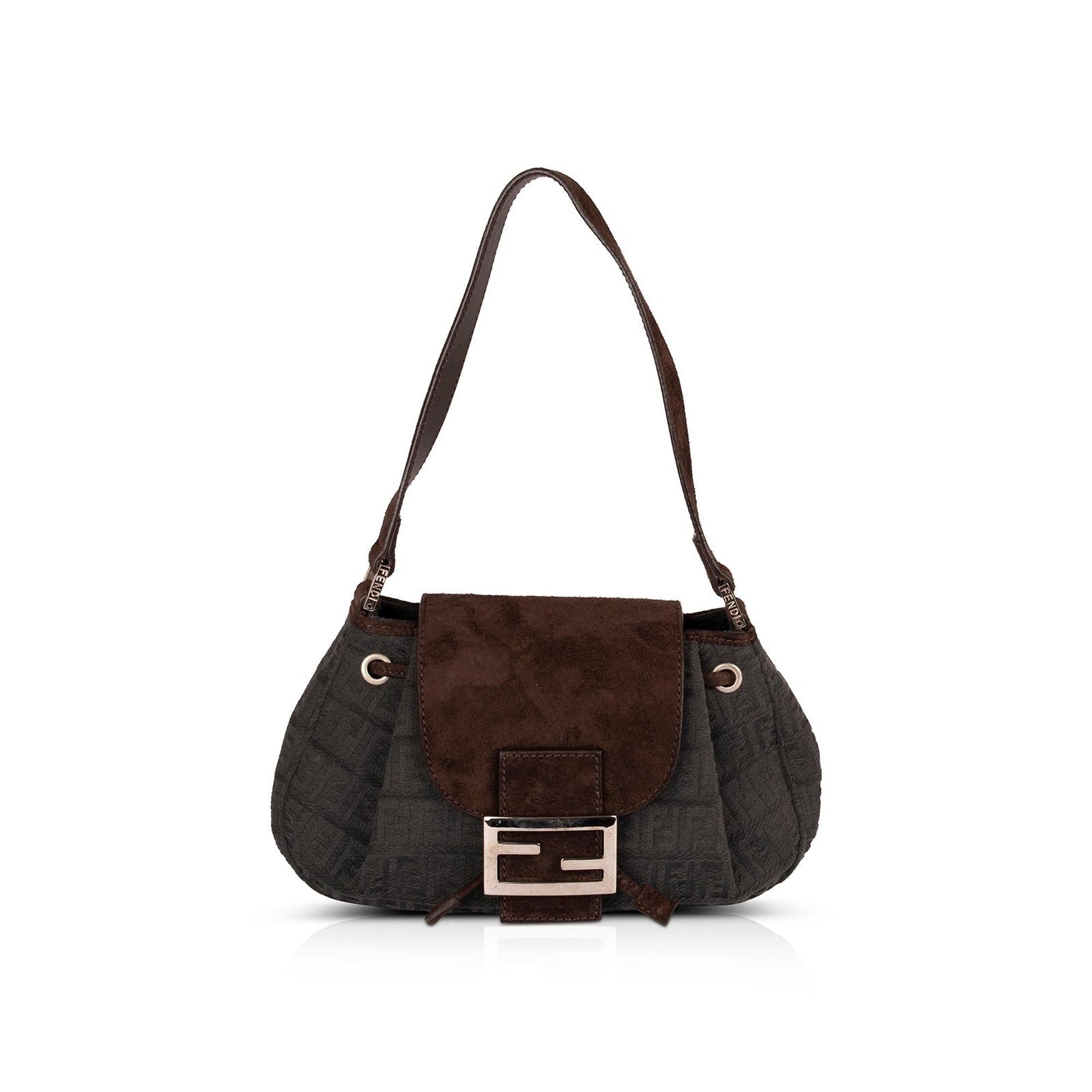 Fendi Zucchino Drawstring Flap Bag