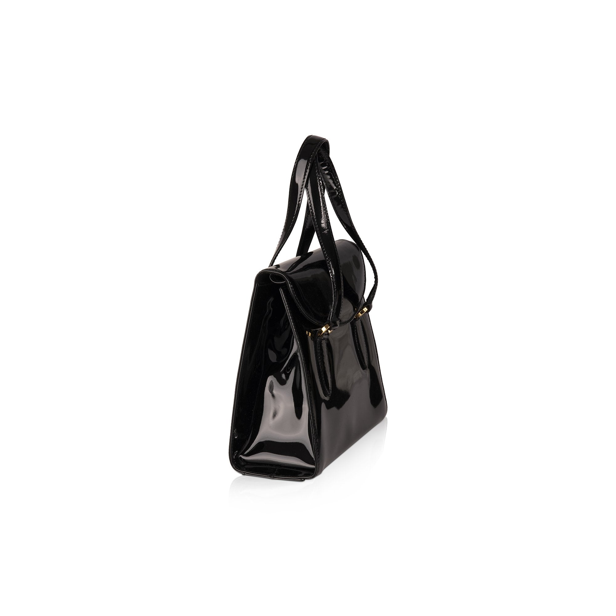 Ferragamo Black Patent Leather Shoulder Bag