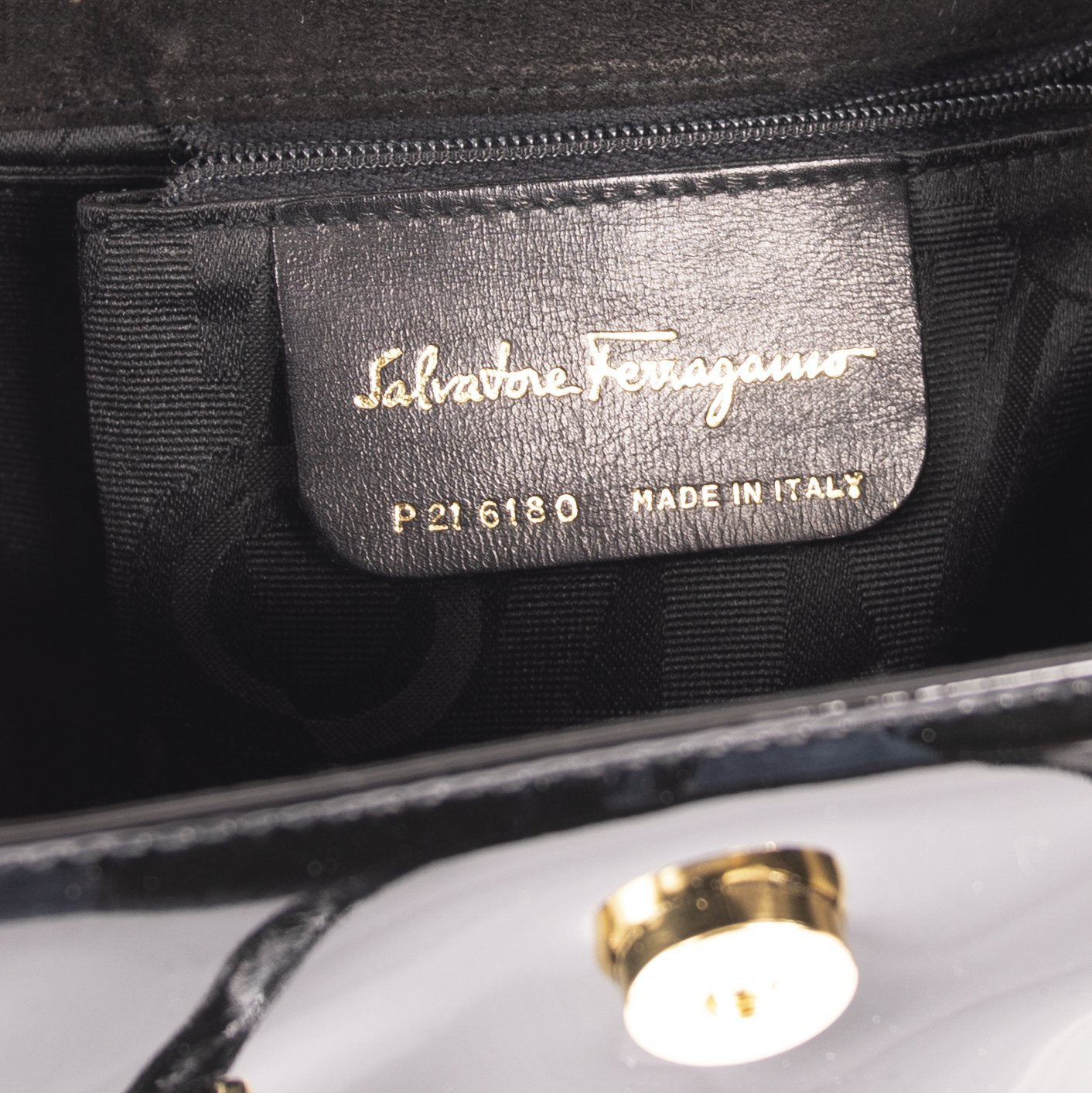 Ferragamo Black Patent Leather Shoulder Bag