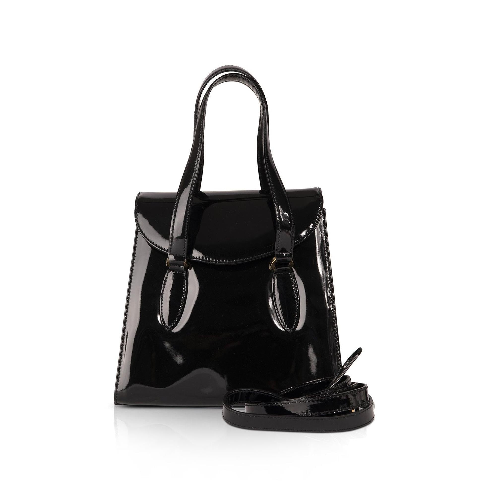 Ferragamo Black Patent Leather Shoulder Bag