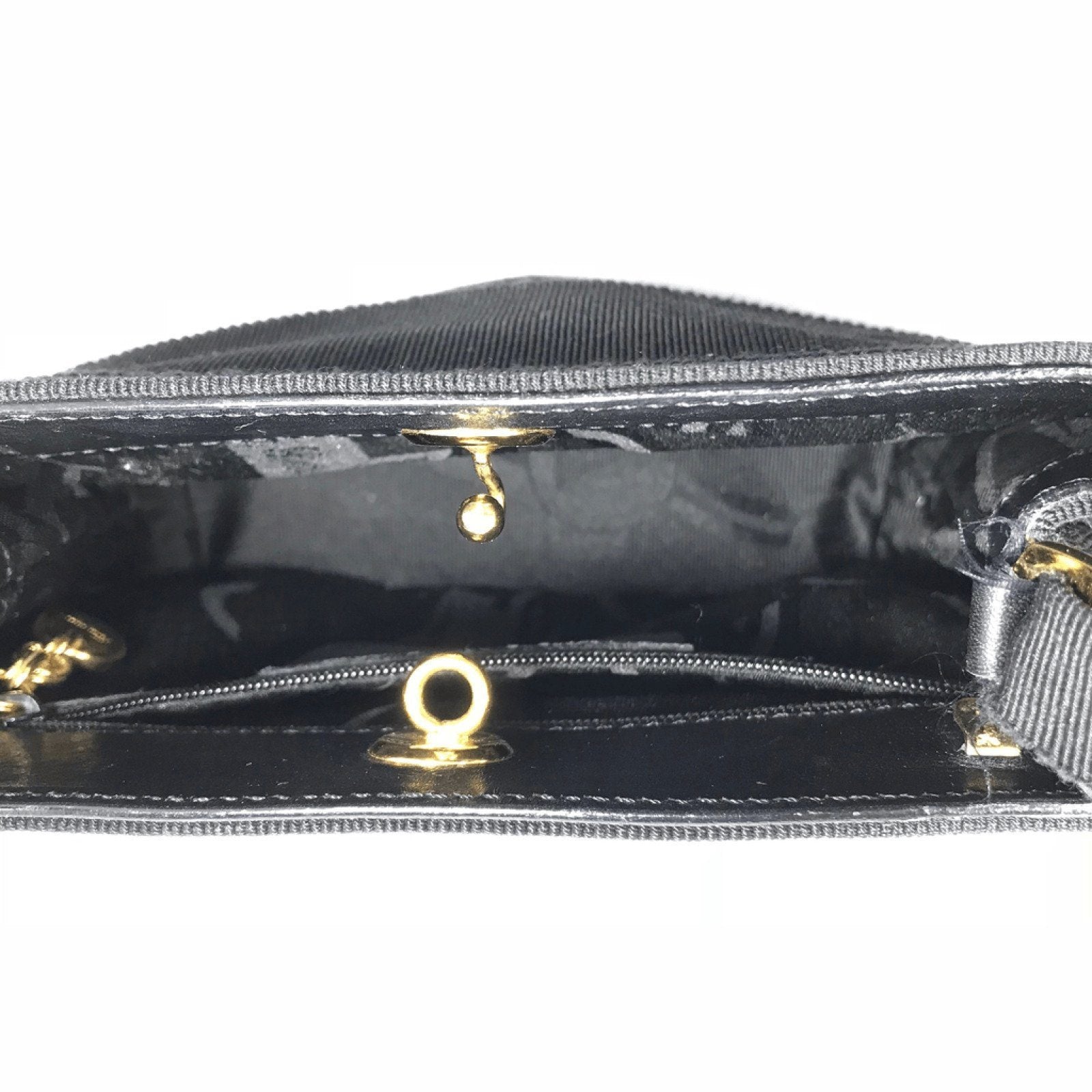 Ferragamo Black Tiered Grosgrain Handle Bag