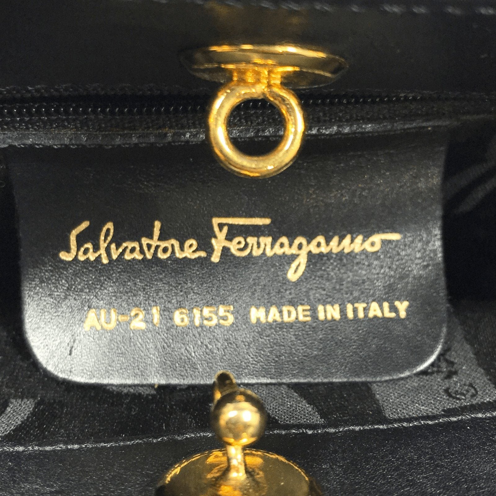 Ferragamo Black Tiered Grosgrain Handle Bag