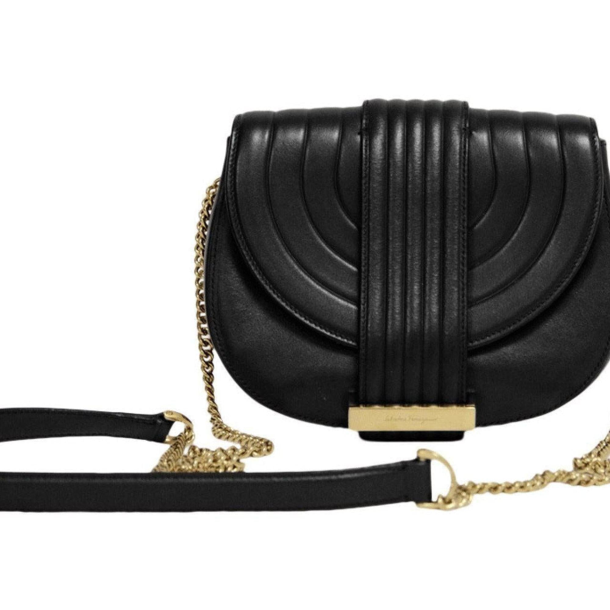 Ferragamo Brown Rosette Small Saddle Crossbody