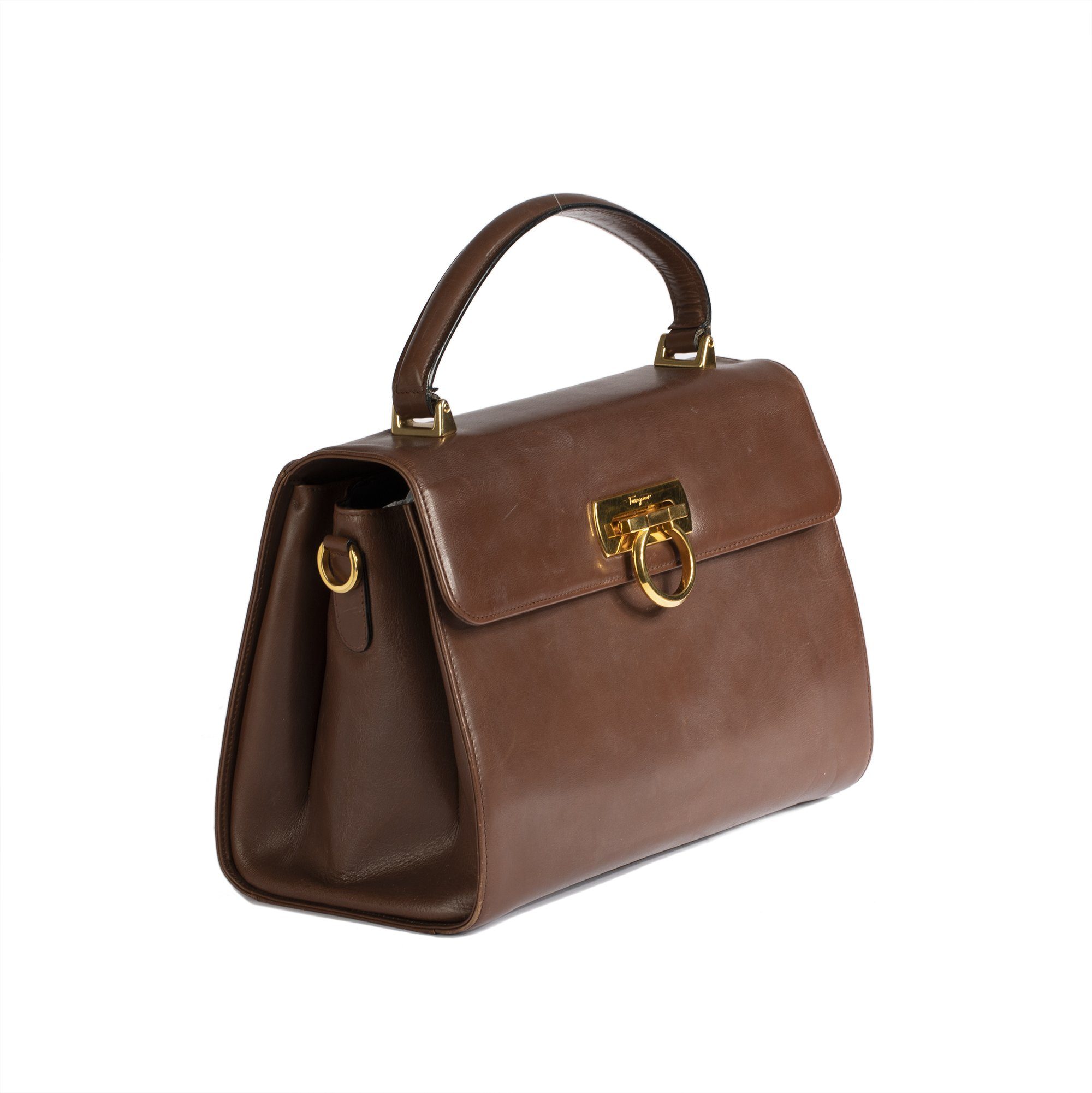 Ferragamo Vintage Leather Top Handle Satchel